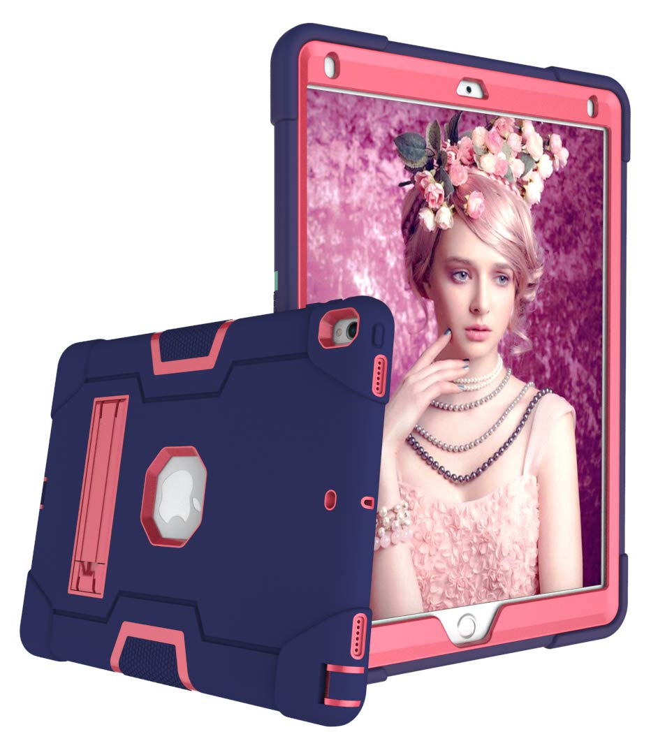 Premium 3-in-1 Hybrid Protective Case for iPad Air 3 & iPad Pro 10.5 Inch - Heavy Duty Rugged Stand Cover with Shockproof, Anti-Slip, Anti-Scratch Protection (Blue/Rose Red) - Perfect for Work, Travel & Outdoor Use