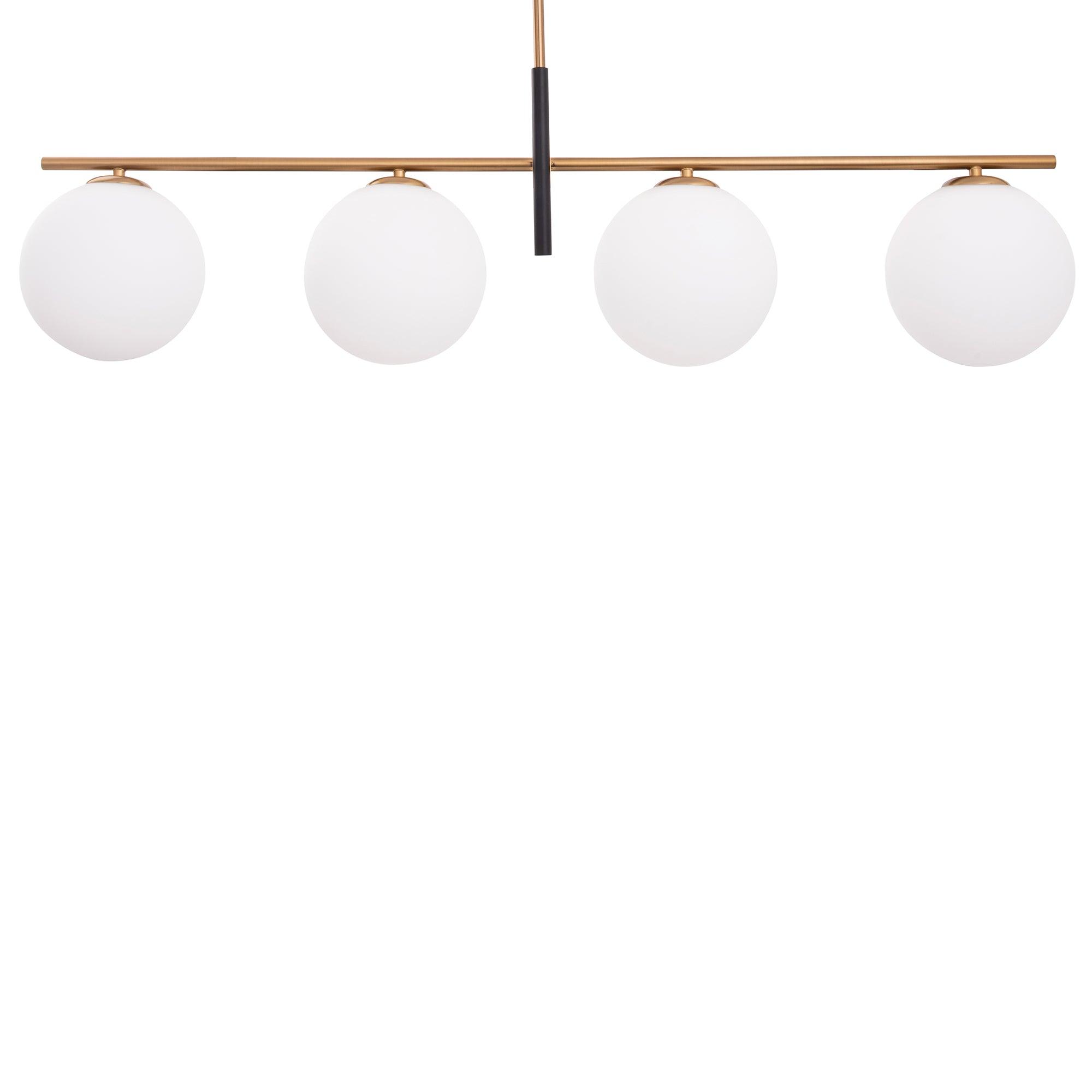 Spark Modern Gold Linear 4-Light Chandelier - Elegant Dining Room Lighting Fixture for Kitchen Island, Entryway, and Contemporary Home Decor