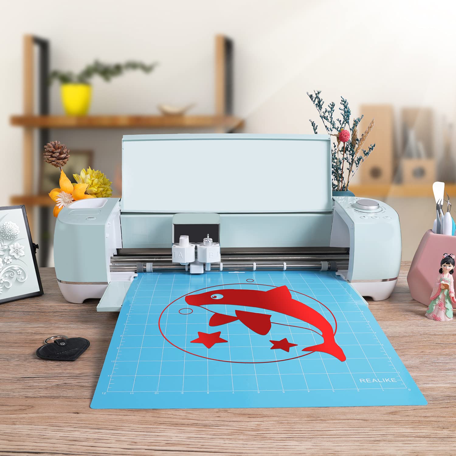 REALIKE 5-Piece Variety Cutting Mat Set & 36-Pack Dual Tip Marker Pens for Cricut Machines - Perfect for DIY Crafts, Scrapbooking, and Vinyl Cutting Projects