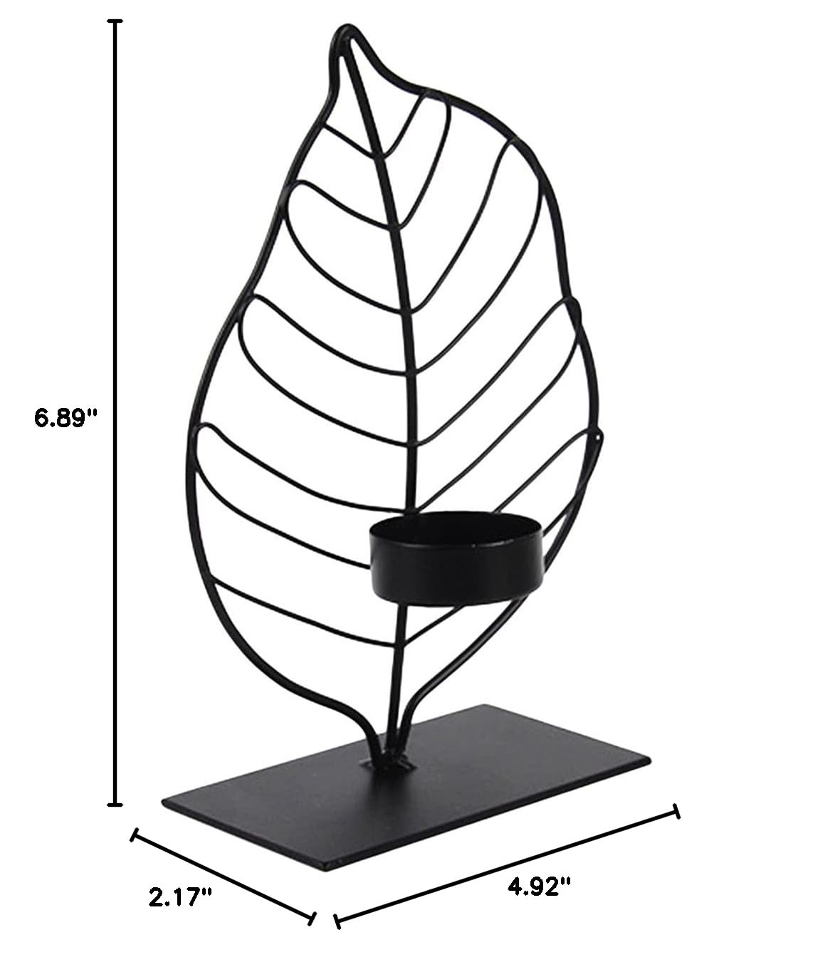 Modern Iron Leaf Candle Holder - Black for Home Decor & Centerpiece