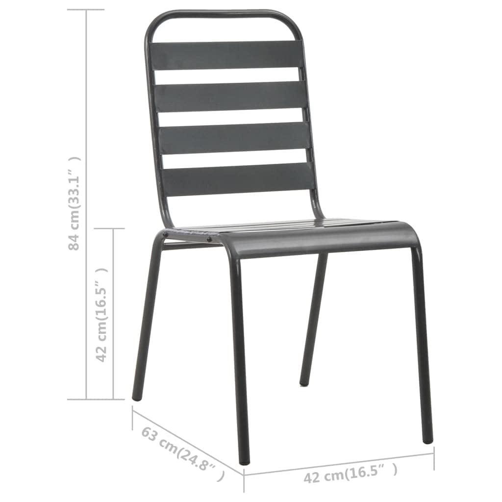 vidaXL 7-Piece Contemporary Patio Dining Set in Dark Gray - Industrial-Style Outdoor Furniture with Stackable Chairs, Durable Steel Construction - Perfect for Backyard, Garden, and Poolside Entertaining
