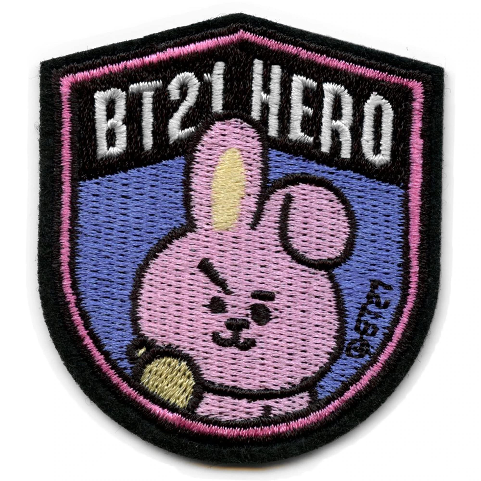 BT21 Hero Kooky Patch BTS Jungkook Embroidered Iron On Applique for Jackets, Bags & DIY Crafts - Cute K-Pop Accessories for Fans & Fashion