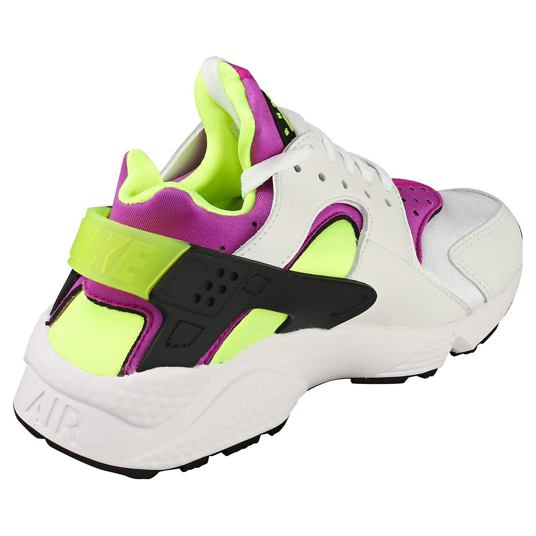 Nike Women's Air Huarache Running Shoes - White/Neon Yellow/Magenta - Size 5.5 - Lightweight Comfortable Sneakers for Jogging, Gym Workouts & Casual Wear