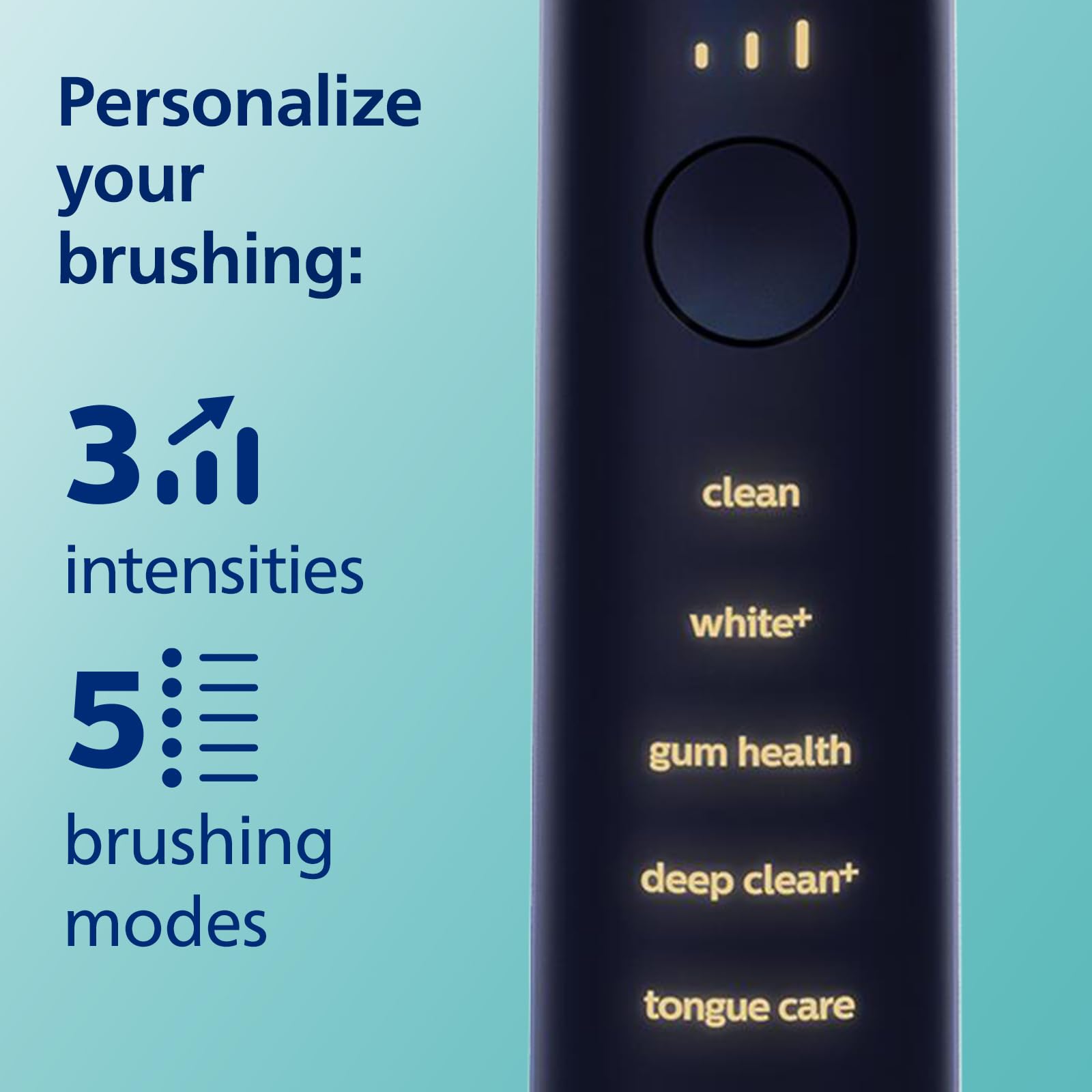 Philips Sonicare DiamondClean Smart 9700 Electric Toothbrush - Sonic Toothbrush with Bluetooth App, Pressure Sensor & Brush Head Detection - 5 Modes & 3 Intensity Levels - Lunar Blue (HX9957/71) - Perfect for Travel & Family Oral Care