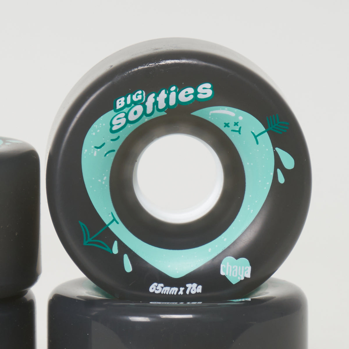 Chaya Big Softies 65mm 78A Clear Black Wheels - Premium Skateboard Wheels for Smooth Cruising & Street Skating - Perfect for Beginners & Longboard Riders
