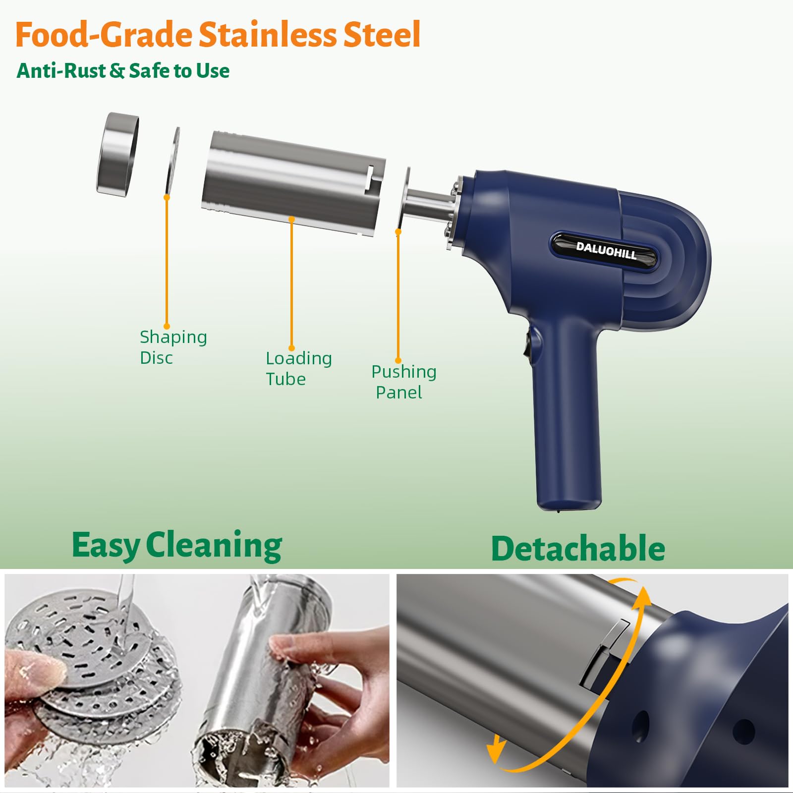 5-in-1 Cordless Electric Pasta Maker Machine - Handheld Portable Noodle Maker with Shaping Moulds & Cutter for Homemade Spaghetti, Fettuccine & More - Perfect for Home Kitchen, Camping & Small Spaces (Blue)