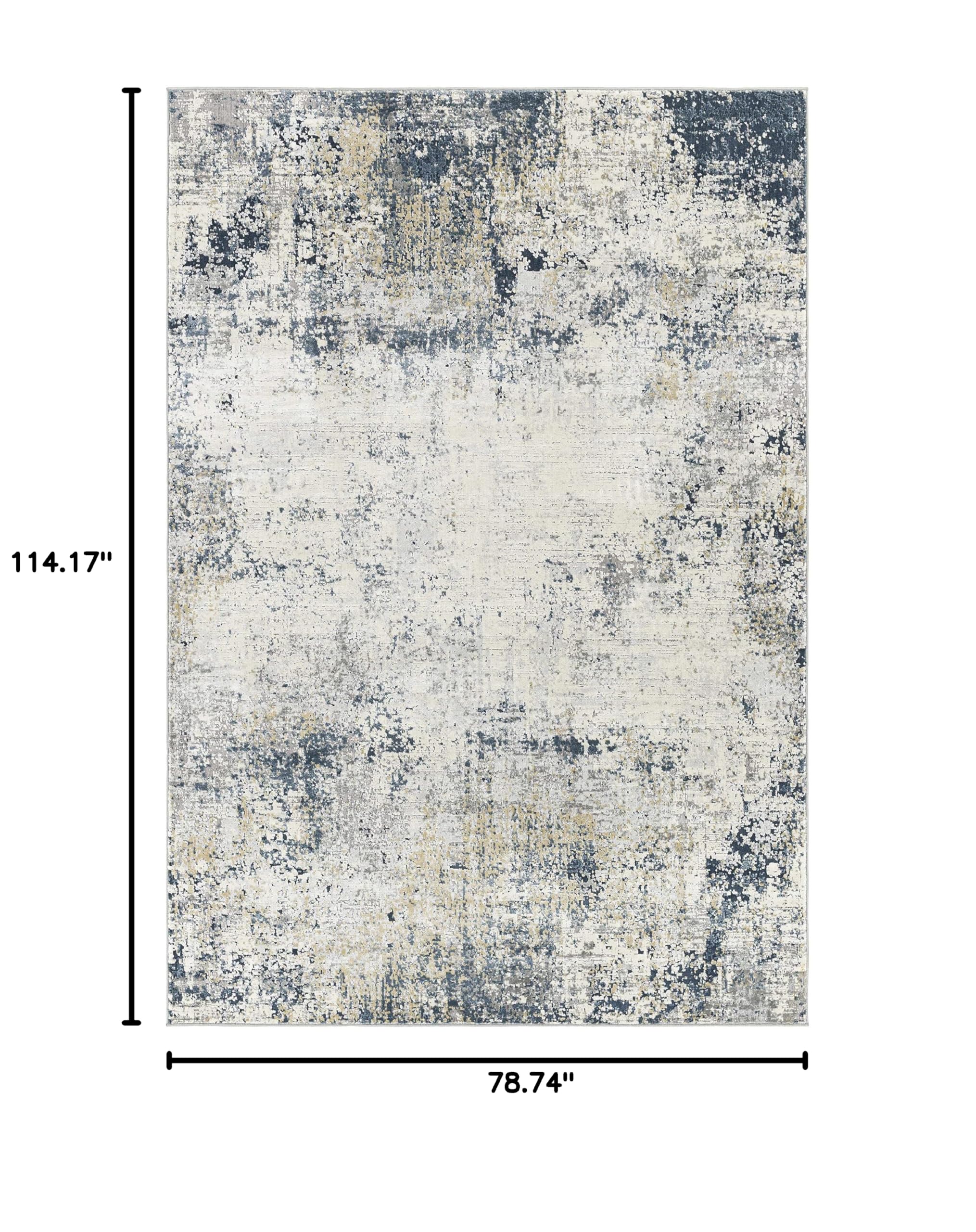 Premium Hauteloom Higden Area Rug for Living Room & Bedroom - Soft Gray & Blue Modern Design - 6'7