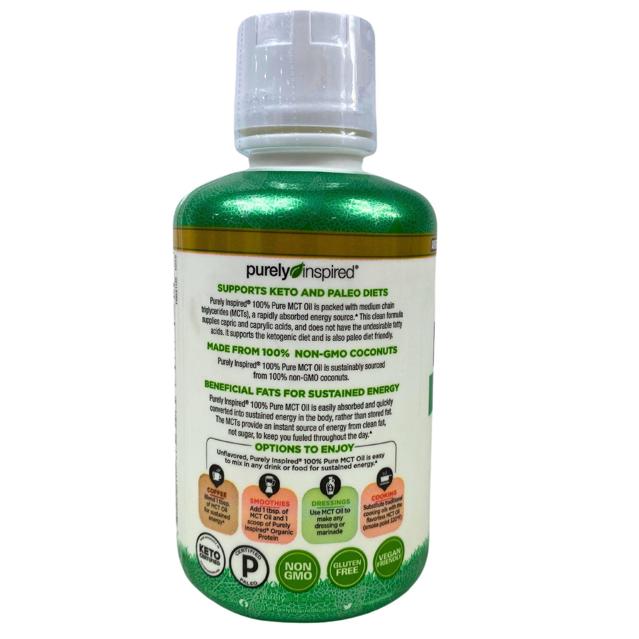 Purely Inspired 100% Pure MCT Oil - 16oz Bottle (Pack of 30) | 31 Servings per Bottle | Keto & Paleo Diet Friendly | Supports Energy & Weight Management | Perfect for Coffee, Smoothies & Cooking