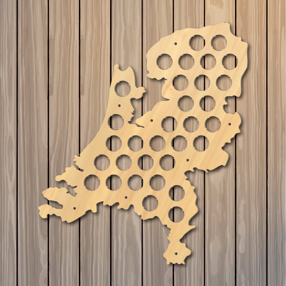 Netherlands Beer Cap Map - Patriotic Wooden Wall Sign for Dutch Beer Bottle Cap Display | Holland-Themed Man Cave Decor & Beer Lover Gift - Perfect for Home Bars, Game Rooms & Dutch Pride Collections