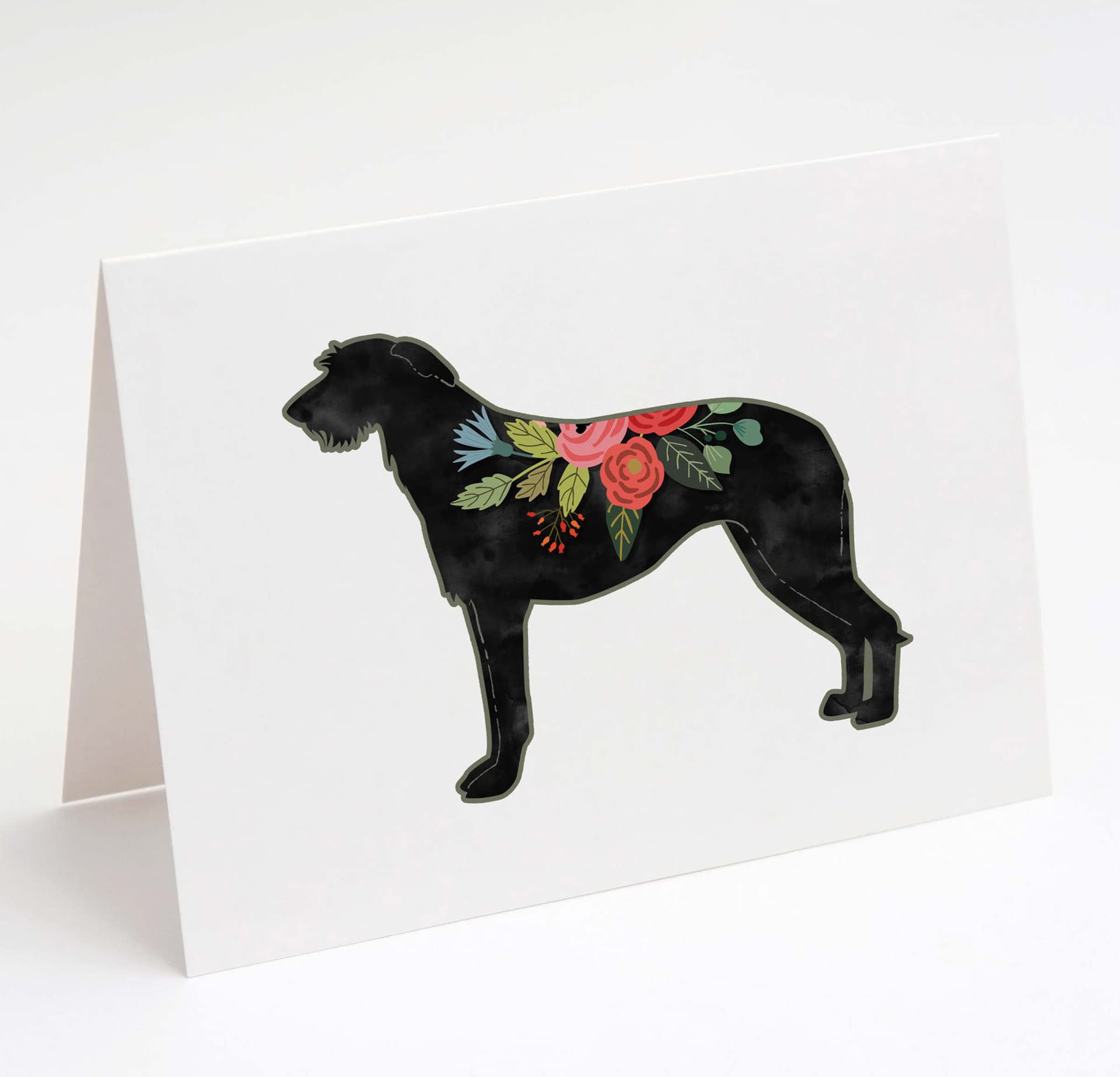 Scottish Deerhound & Irish Wolfhound Greeting Cards - Boho Floral Dog Breed Blank Note Cards with Envelopes | 6-Pack A2 Size | Perfect for Pet Lovers, Birthday Gifts & Thank You Cards