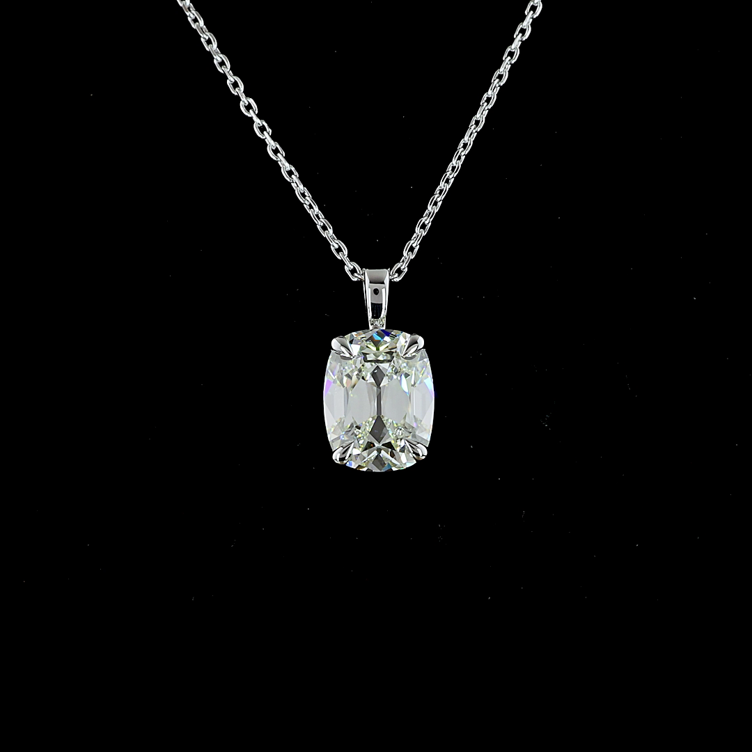2.44 Carat Lab Grown Antique Cushion Cut G VS1 Diamond Pendant in 14K White Gold - Elegant Solitaire Necklace for Women, Perfect for Anniversary, Wedding & Special Occasions