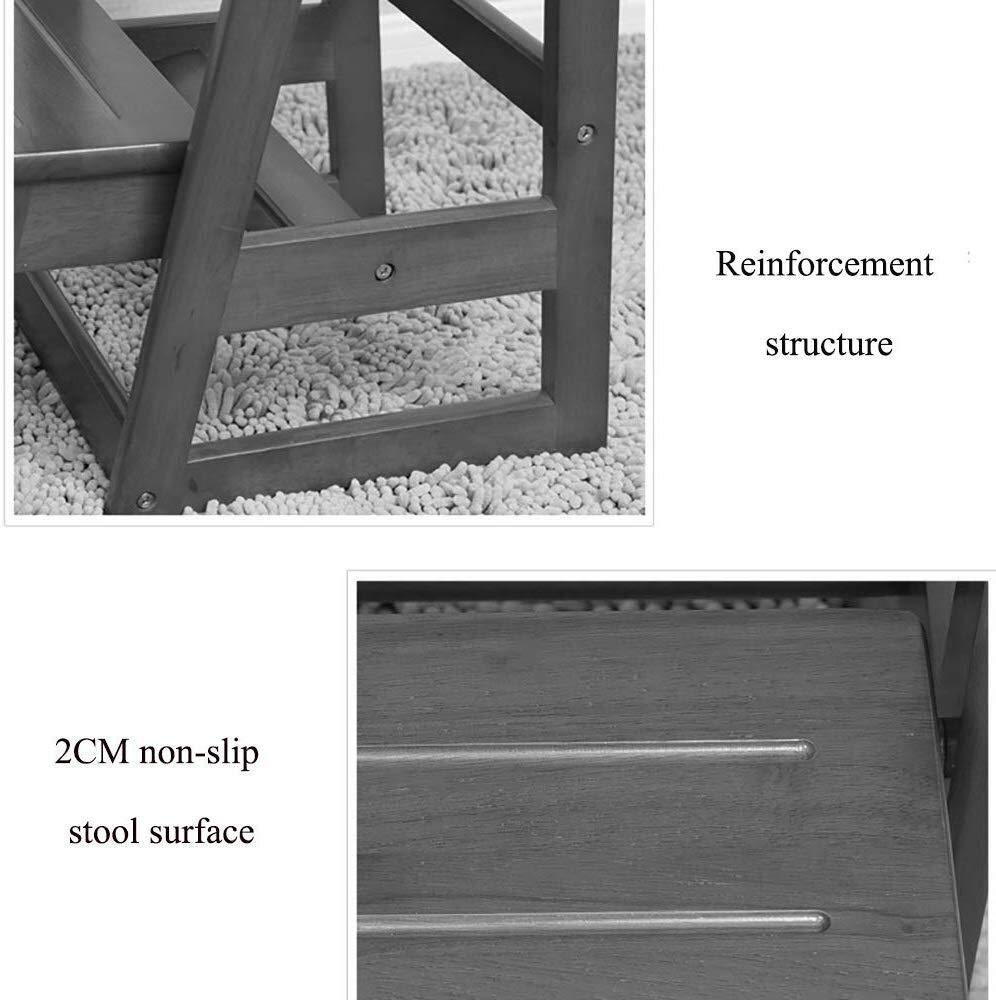 Wooden Step Stool with 2 Steps, Foldable Creative Multifunctional Ladder Stool for Home - Dual Use as Step Ladder & Seat (Color: Brown) - Perfect for Kitchen, Bathroom & Kids' Room