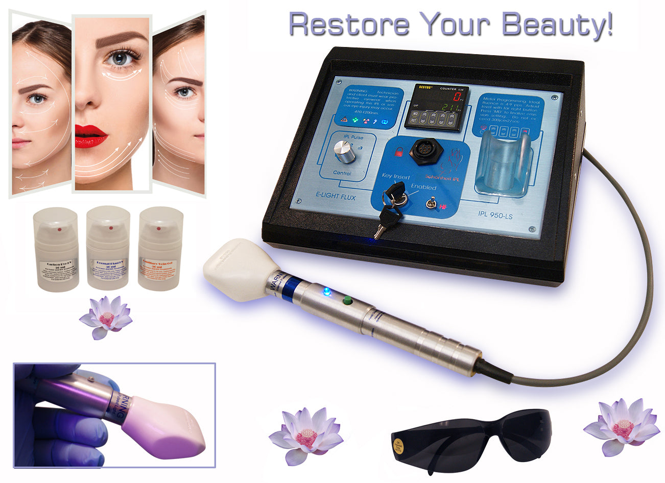 IPL950 Pigmentation Therapy Treatment System - 515nm & 640nm Wavelengths for Skin Rejuvenation | Professional Beauty Salon Equipment with Complete Accessory Kit | Perfect for Dark Spot Removal & Anti-Aging Treatments