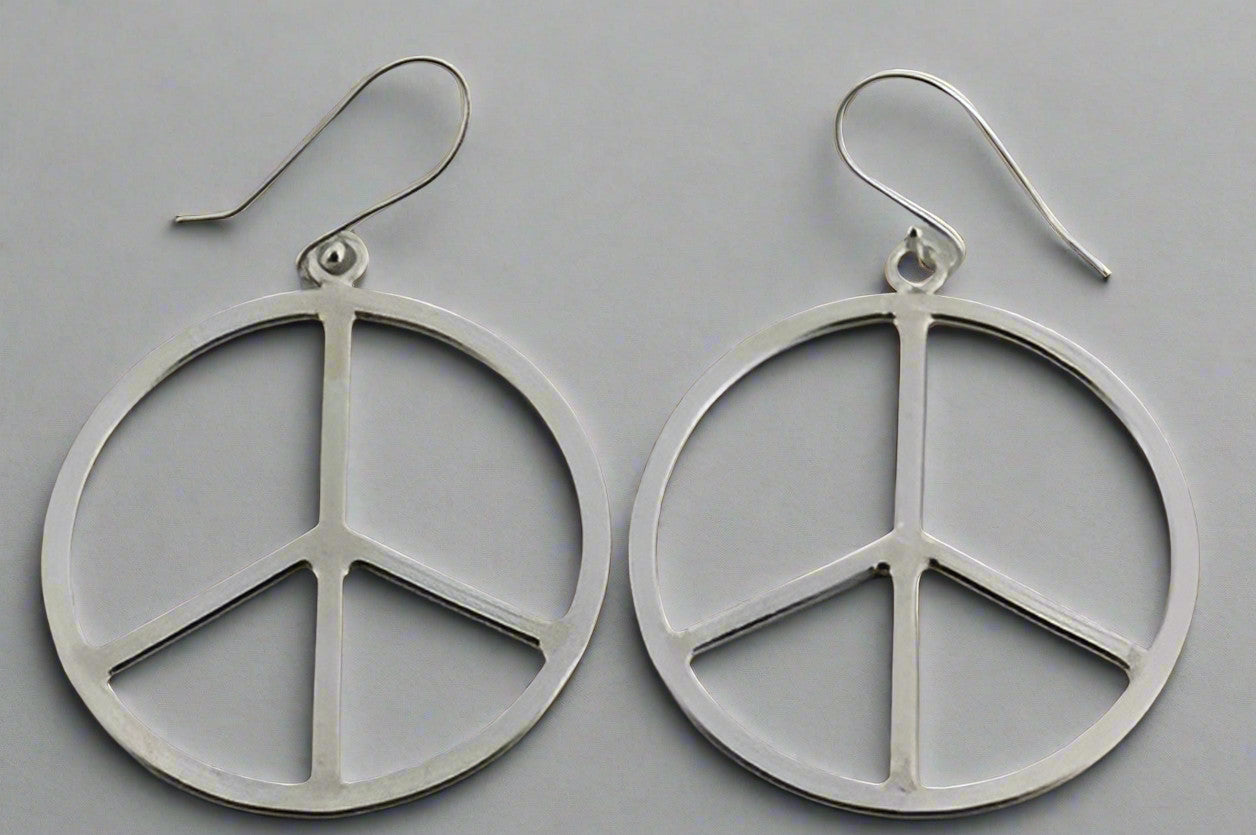 Large Peace Earrings Pure Silver 925 - Elegant Hoop Earrings for Women, Perfect for Everyday Wear & Special Occasions