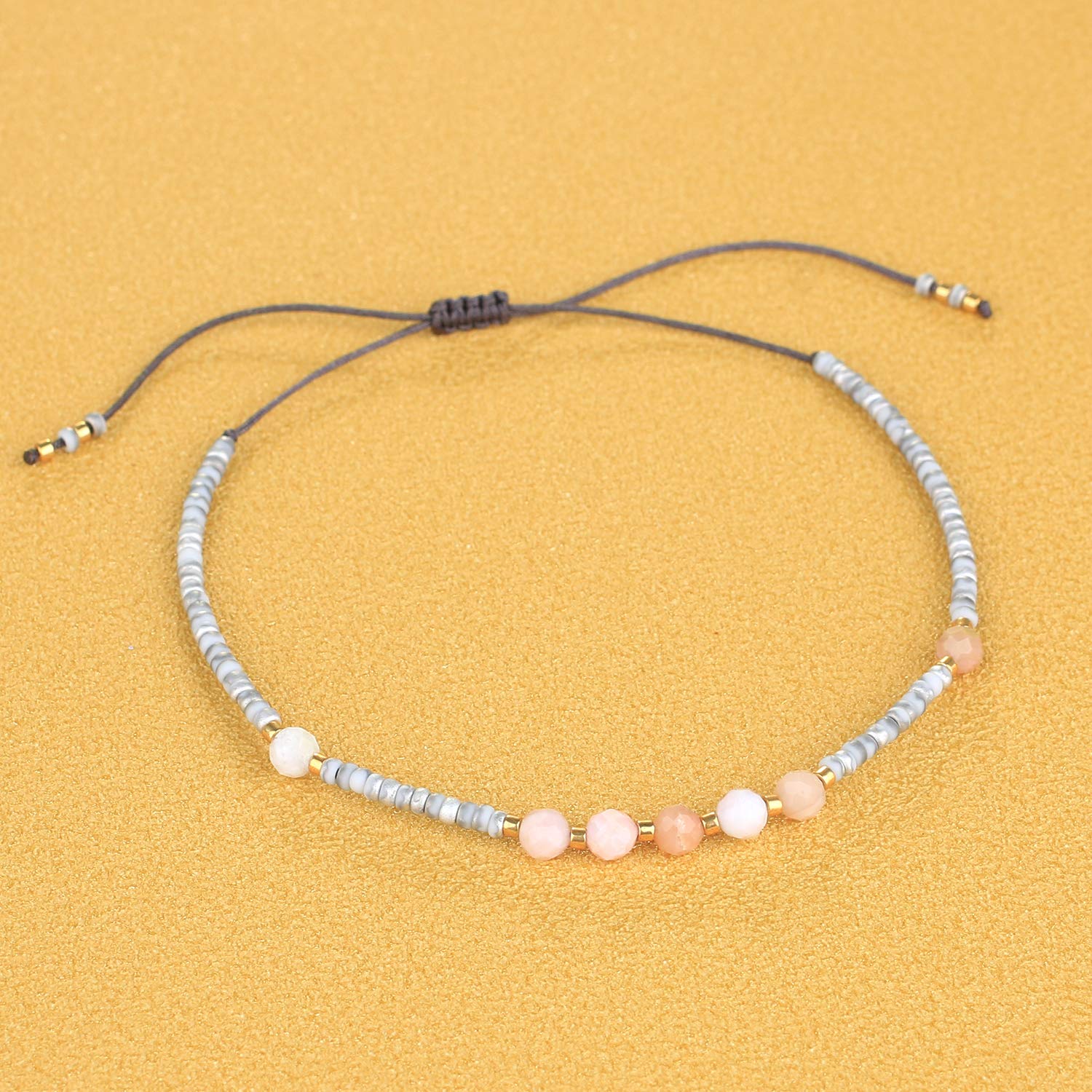 C·QUAN CHI Charm Pearl Bracelet - Handmade Adjustable Friendship Bracelet with Seed Beads & Flat Knot Design - Elegant Women's Jewelry for Gifts, Parties & Everyday Wear