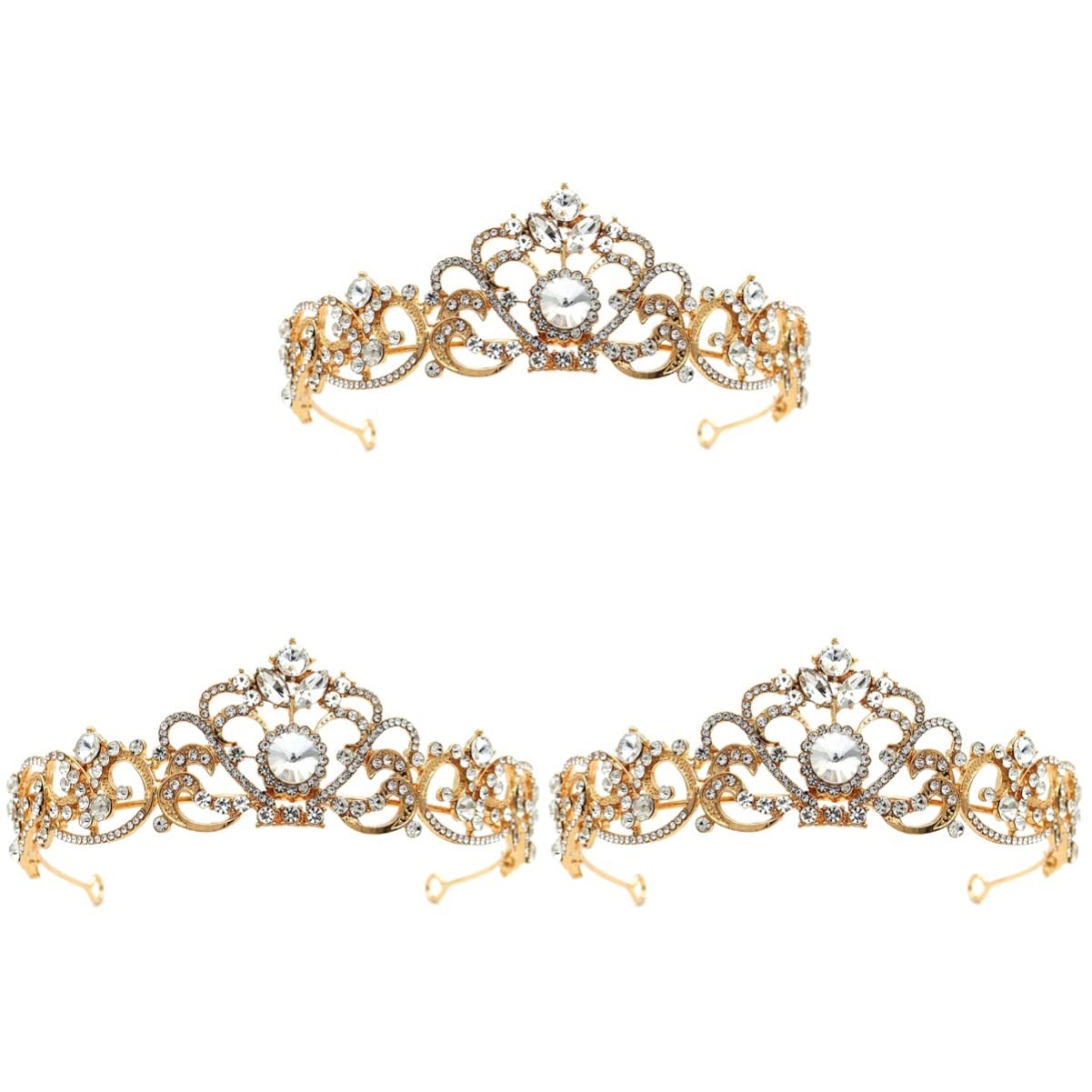 Vintage Baroque Wedding Tiara Crown - 2 Pack Crystal Bridal Headpiece with Rhinestones for Princess Bride, Prom, Quinceañera & Special Occasions