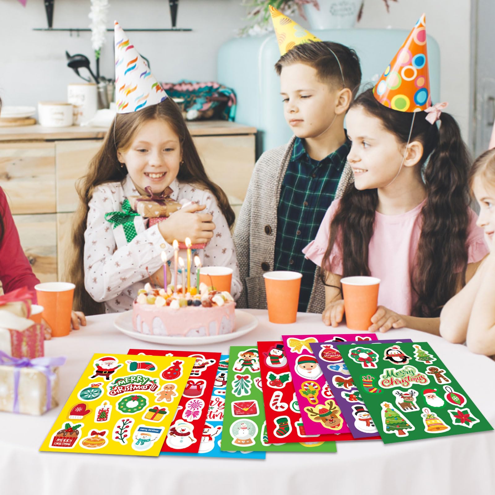 Christmas Stickers for Kids - 50 Unique Merry Holiday Designs, Winter Party Decorations, Xmas Goodie Bag Fillers & Party Favors - Perfect for Classroom Activities, Gift Wrapping & Holiday Crafts