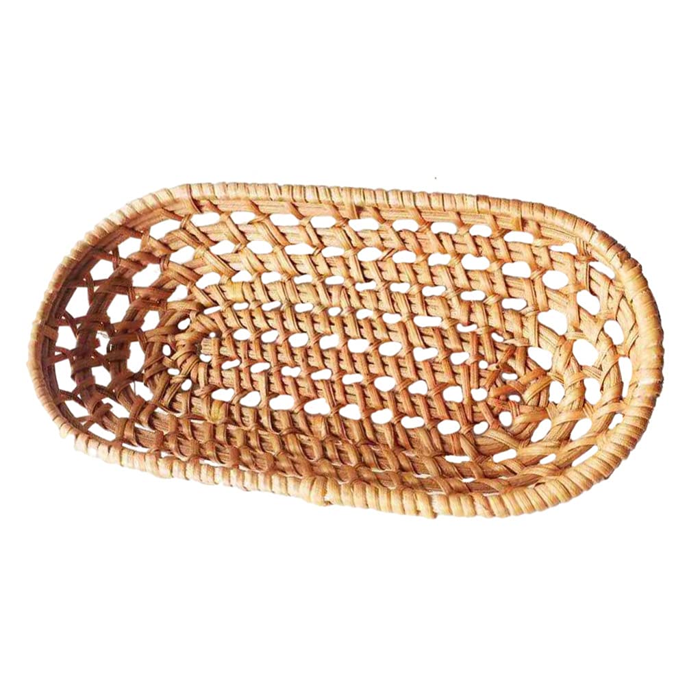Cabilock Rattan Bread Tray with Fork - Multifunctional Storage Basket for Dining Table, Kitchen Counter, Office Desk | Perfect for Bread, Fruits, Vegetables, Flowers & Home Decor | Indoor & Outdoor Use