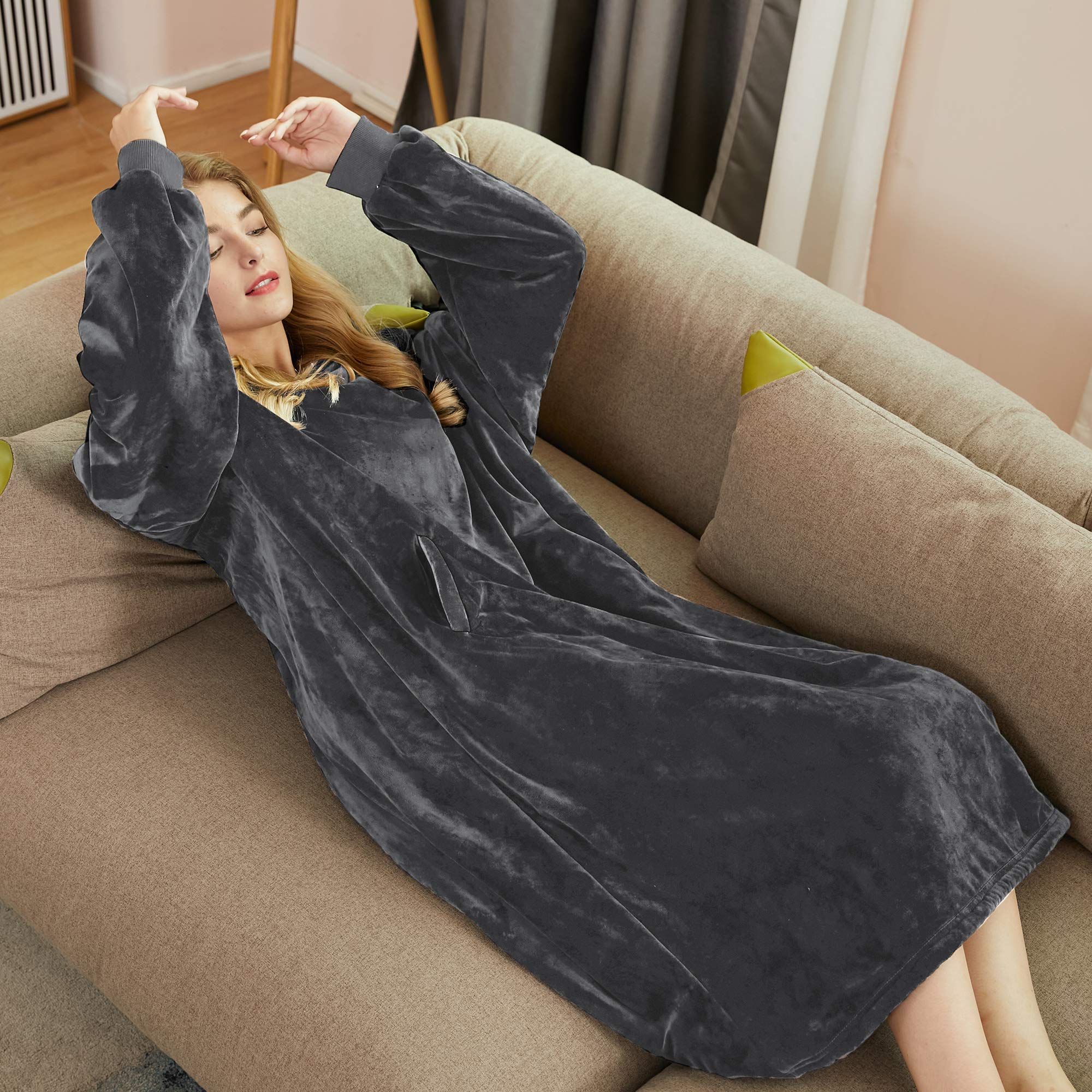 Felicigeely Hoodie Blanket - Oversized Wearable Blanket Sweatshirt for Women & Men | Warm Fleece Hooded Blanket with Pockets | Cozy Gifts for Her, Mom, Girlfriend | Perfect for Lounging, Netflix Nights & Winter Comfort