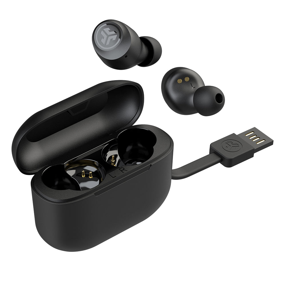 GO Air POP True Wireless Earbuds - Bluetooth 5.0 Headphones with 20H Playtime, IPX4 Waterproof, Built-in Mic for Calls - Perfect for Gym, Running & Travel (Black)