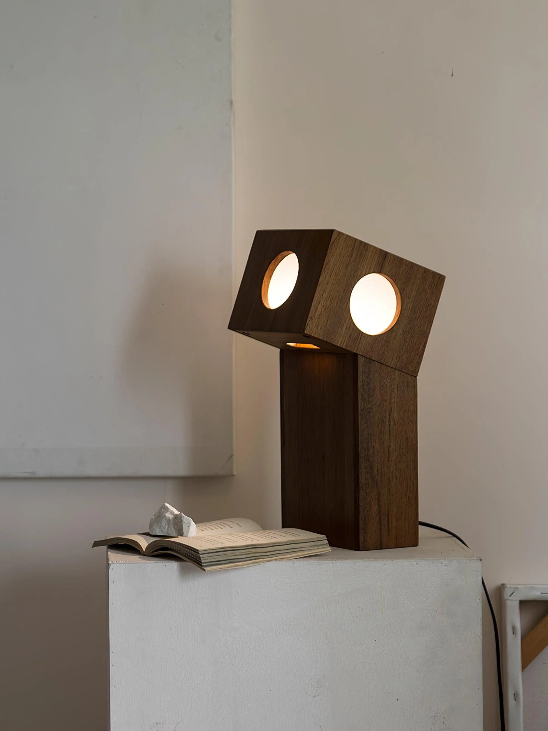 Modern Wooden Table Lamp - Handcrafted Timber Desk Light for Bedroom, Living Room & Office - Warm Ambient Lighting for Reading & Relaxation