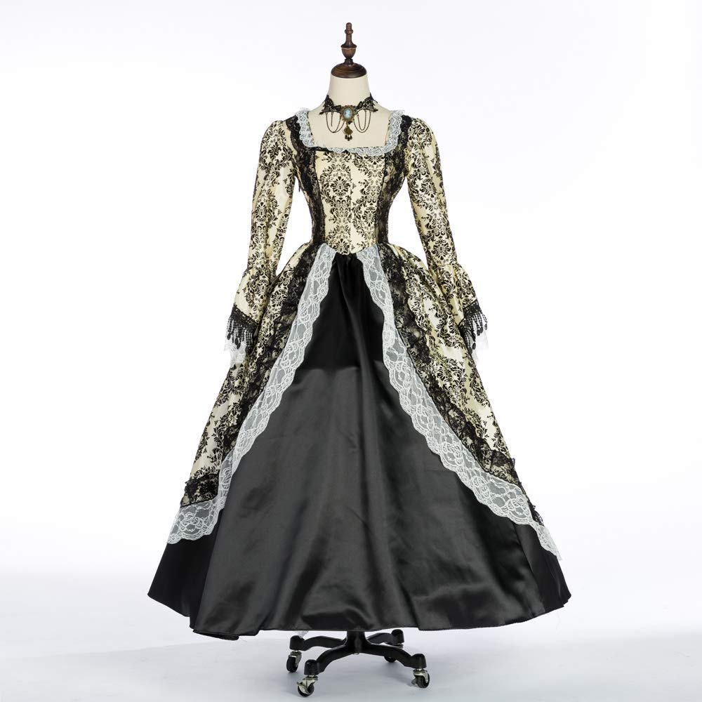 Victorian Rococo Dress for Women - Elegant Maiden Costume & Masquerade Ball Gown (XS, Beige) | Perfect for Renaissance Fairs, Cosplay, and Themed Parties