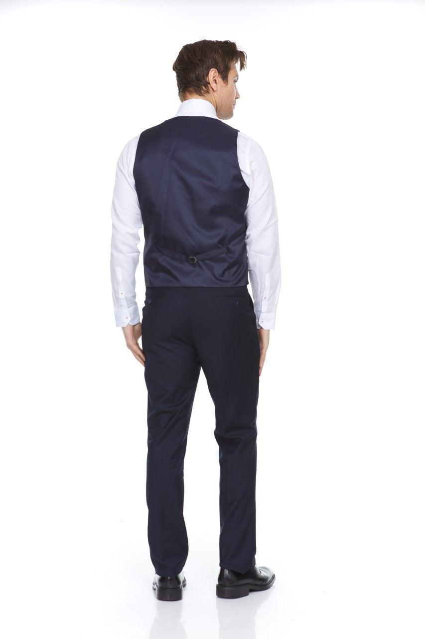 Ferera Collection Men's 3 Piece Modern Fit Suit Solid Navy - Premium Business & Wedding Attire for Formal Occasions & Special Events