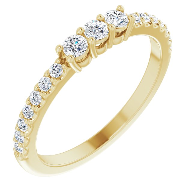0.37 Carat Round Cut Diamond Wedding Band - 3 Stone Anniversary Ring for Women - Perfect for Engagement, Proposal & Special Occasions