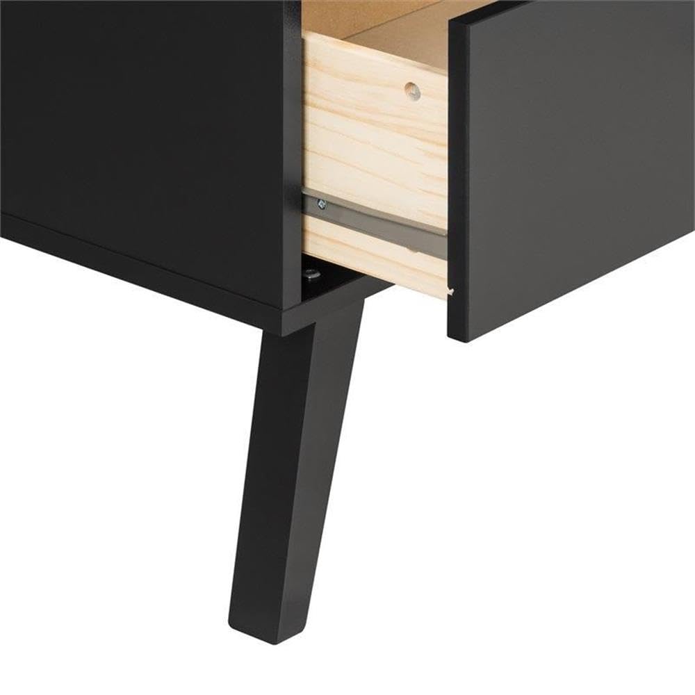 Mid Century Modern Nightstand Set of 2 - Black 2-Drawer Tall Bedside Tables for Bedroom Furniture | Home Square Nightstands for Small Spaces & Guest Rooms