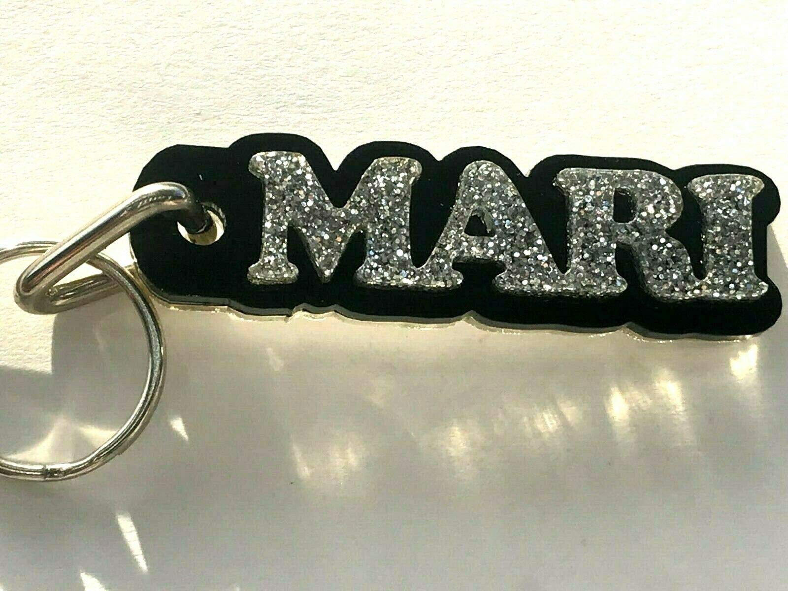 Custom Laser Cut Keychain with Personalized Name - Diamond Look Name Plate Keychain, Luggage Bag Tag Key Ring - Unique Gift for Travel, Office & Everyday Use
