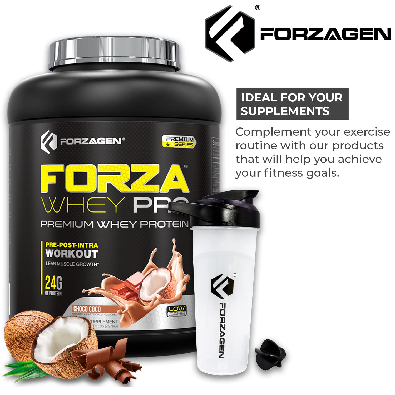Forzagen 20 oz Protein Shaker Bottle for Workout - BPA Free Mixer Cup with Leak Proof Lid - Perfect for Gym, Fitness & Protein Shakes (White) | Ideal for Pre & Post Workout Drinks, Smoothies & Meal Replacement
