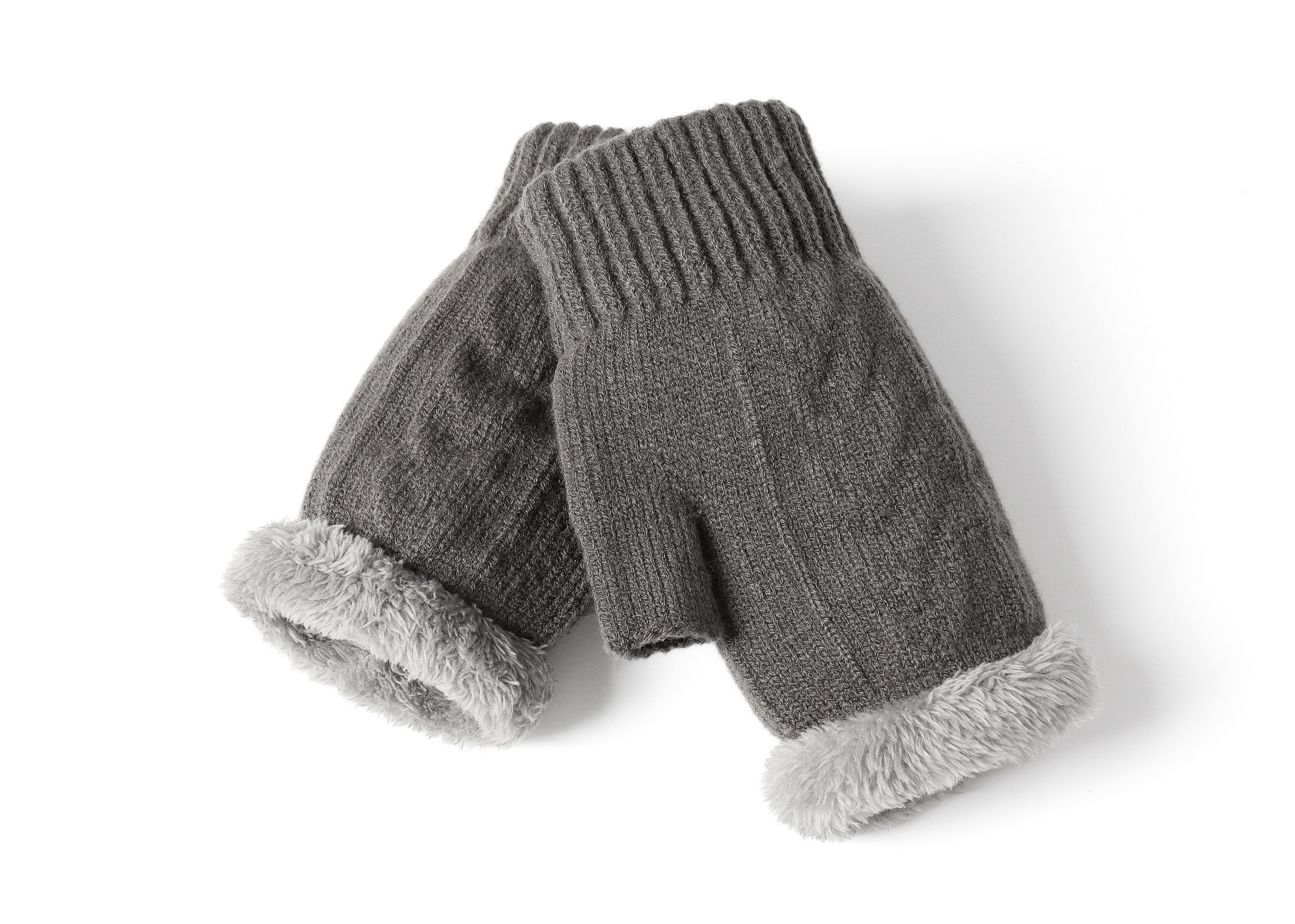 TARRAMARRA® Fingerless Double Layer Ultra Plush Knit Gloves for Women & Men - Warm Winter Gloves for Typing, Driving, and Outdoor Activities