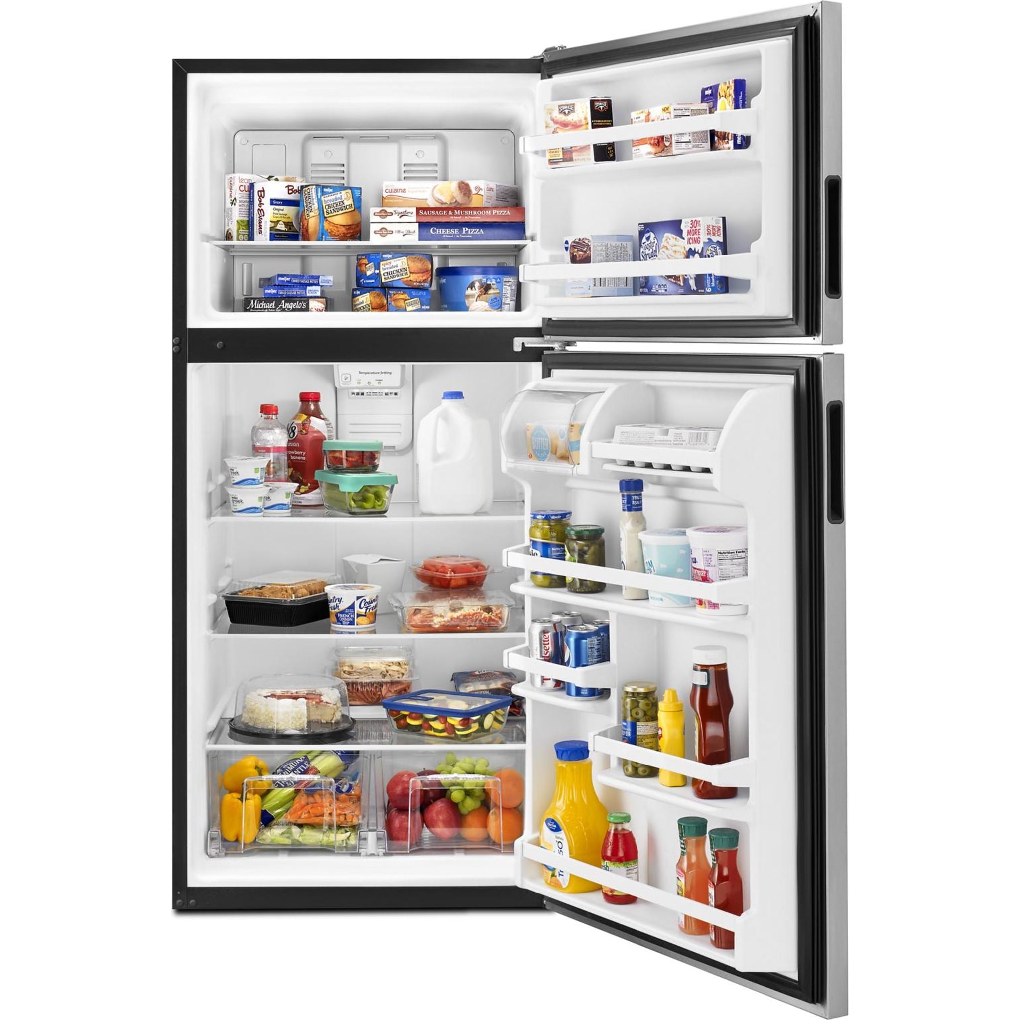 Amana 18 Cu. Ft. Top Freezer Refrigerator (ART318FFDS) - Stainless Steel, Energy Star Certified for Efficient Cooling - Perfect for Kitchens, Apartments, and Small Spaces