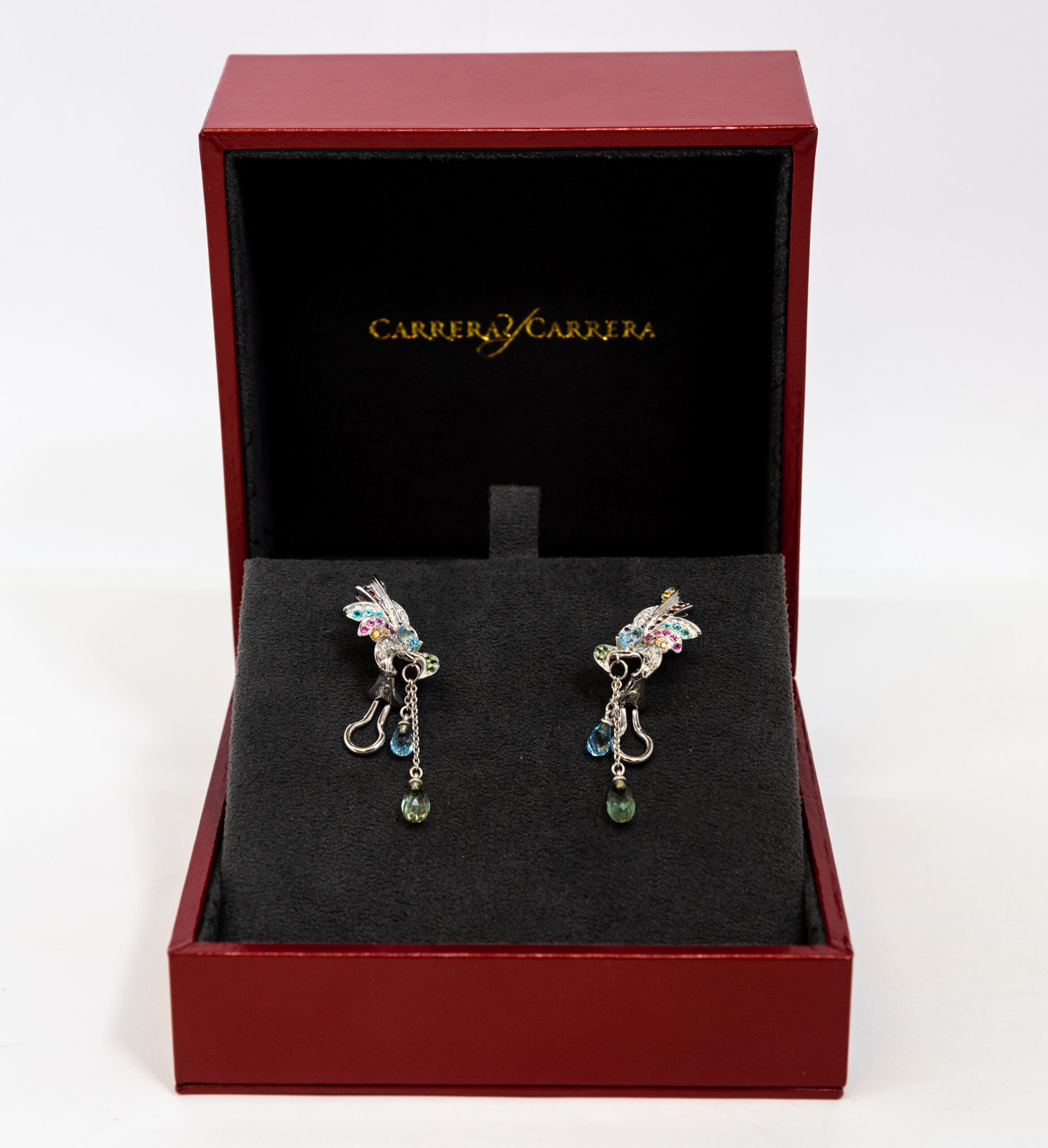 Carrera Y Carrera Hoja Seca 18K White Gold Sapphire Earrings – Elegant Luxury Jewelry for Women, Perfect for Weddings, Parties & Special Occasions