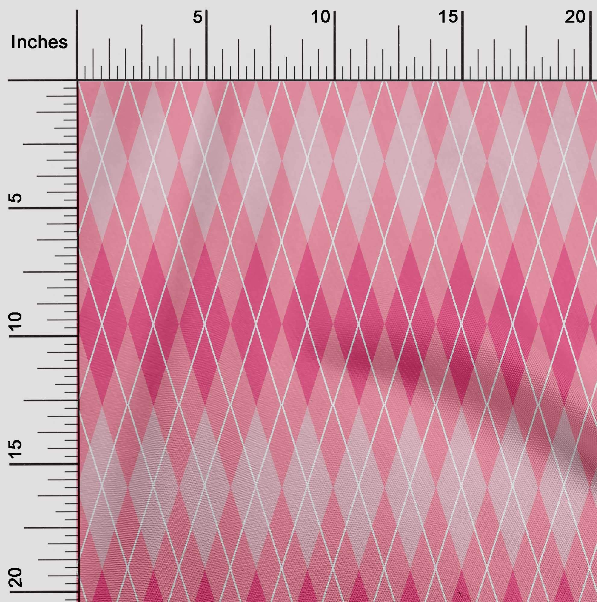 oneOone Viscose Chiffon Fabric - Medium Pink Argyle Check Dress Material, 42 Inch Wide by The Yard | Perfect for DIY Dresses, Blouses & Summer Fashion Projects