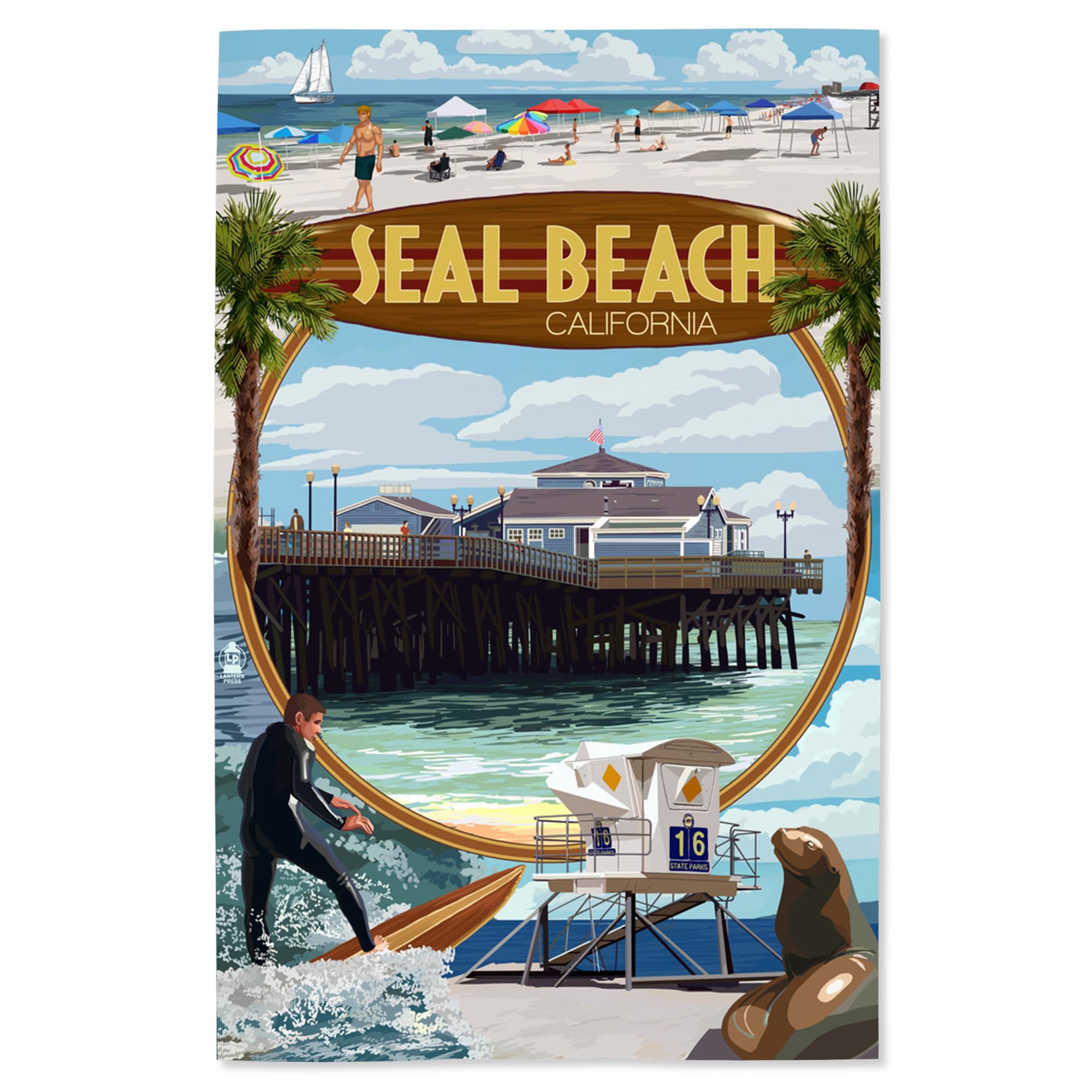 Lantern Press 16x24 Inch Giclee Art Print - Seal Beach California Coastal Scenes Wall Decor | Perfect for Living Room, Bedroom & Office Wall Art