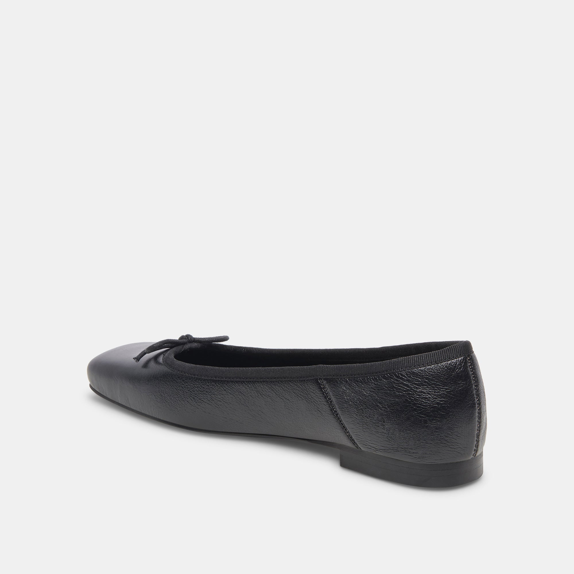 ANISA WIDE BALLET FLATS - Black Leather Women's Comfortable Slip-On Shoes for Work, Office & Casual Wear