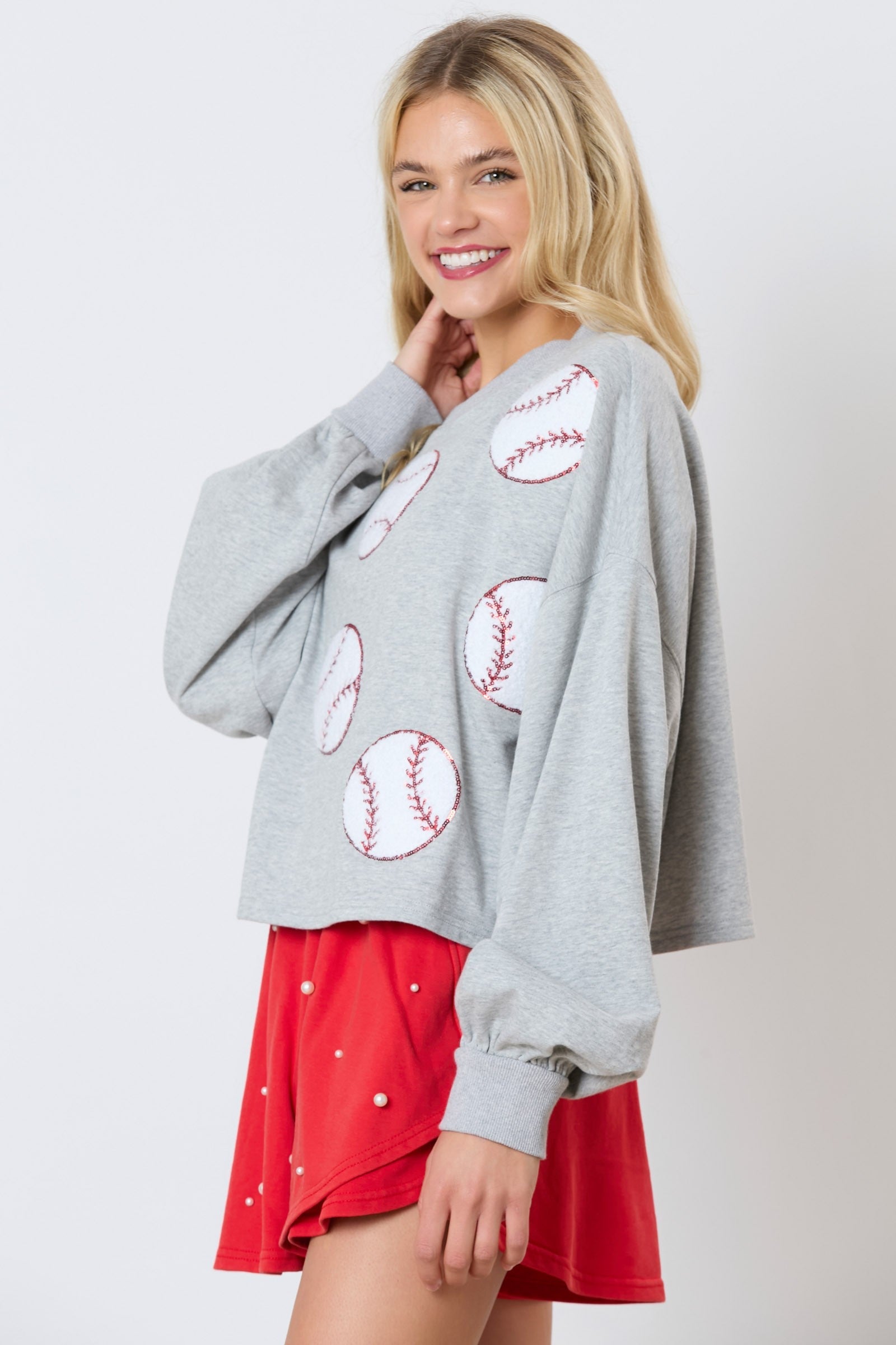 Stylish Baseball Towel & Sequins Embroidery Sweatshirt for Women - Trendy Fashion Hoodie for Sports Fans, Casual Wear, and Gifts