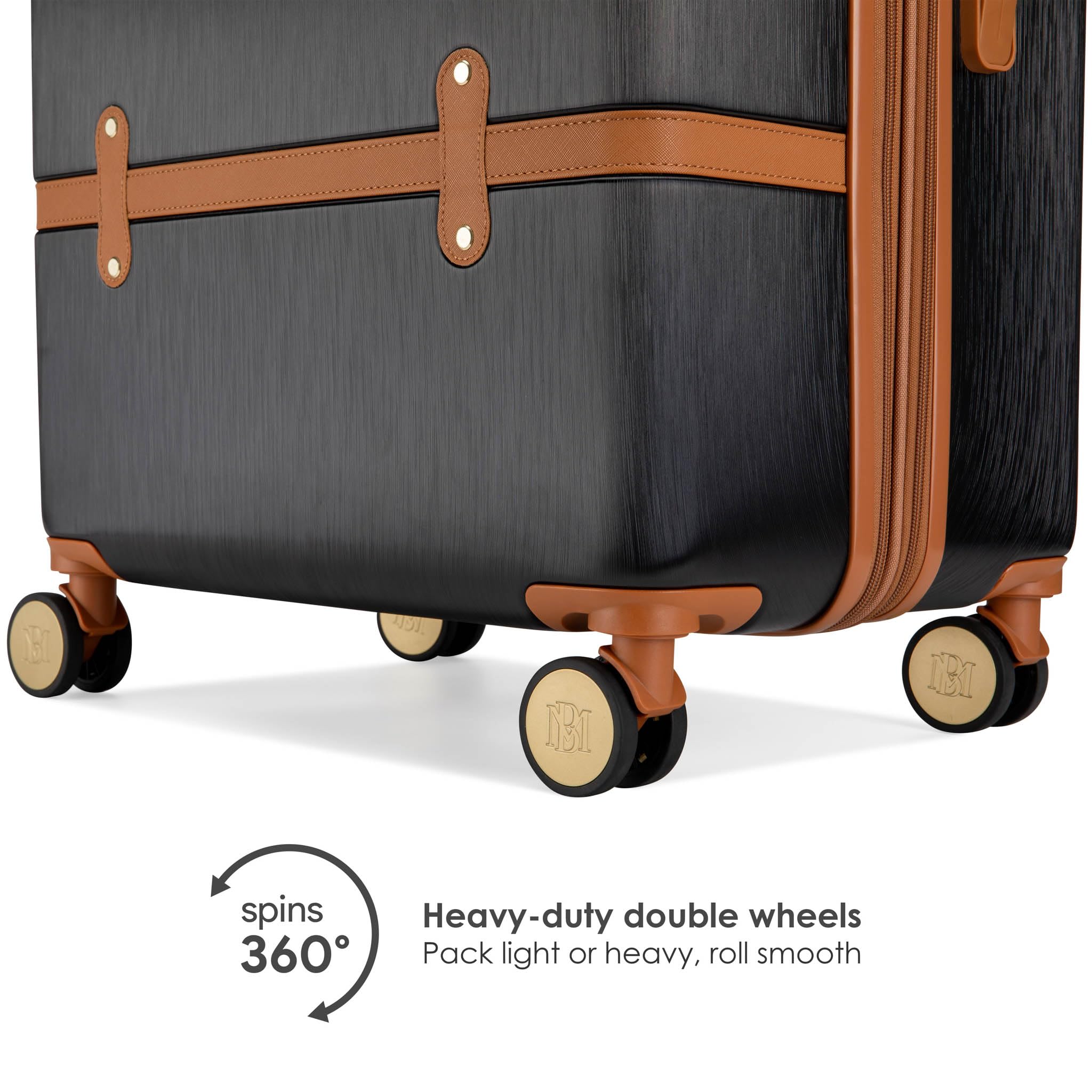 Badgley Mischka Grace 3-Piece Expandable Polycarbonate ABS Vintage Luggage Set in Black - Perfect for Air Travel, Business Trips & Weekend Getaways