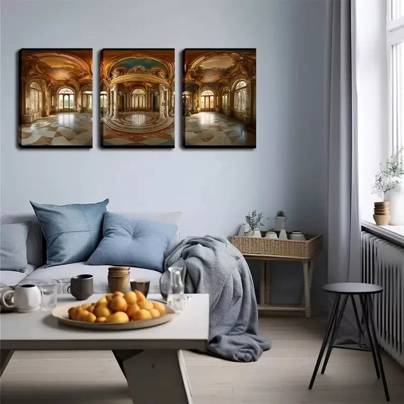3-Piece Modern Castle Building Wall Art Set - Framed Canvas 40x60cm - High Quality Print - 100% Australian Made - Ready to Hang - Perfect for Living Room, Bedroom & Office Decor