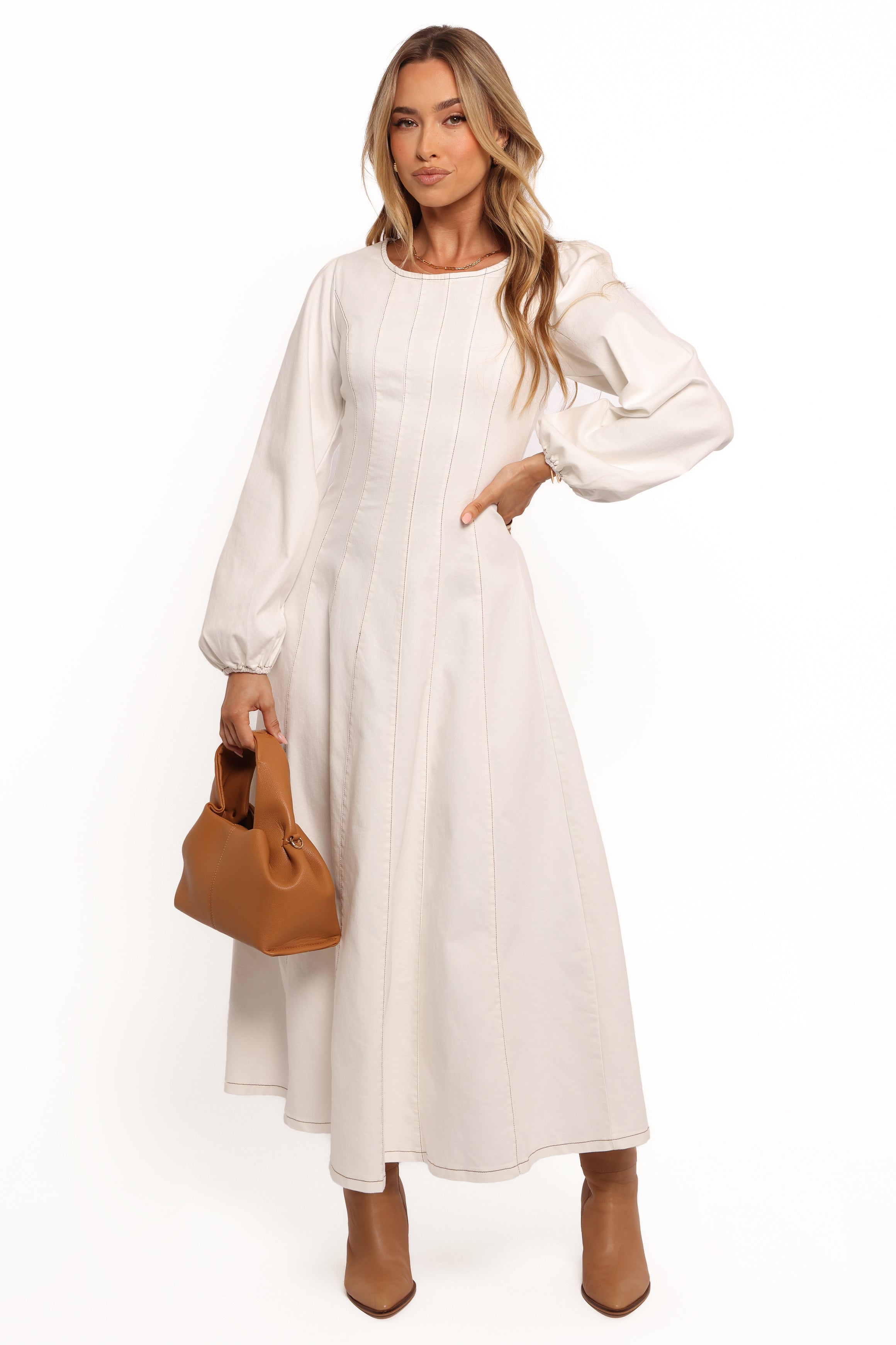 Elegant Cilla Midi Dress for Women - White Flowy Summer Dress for Casual Wear, Office & Special Occasions