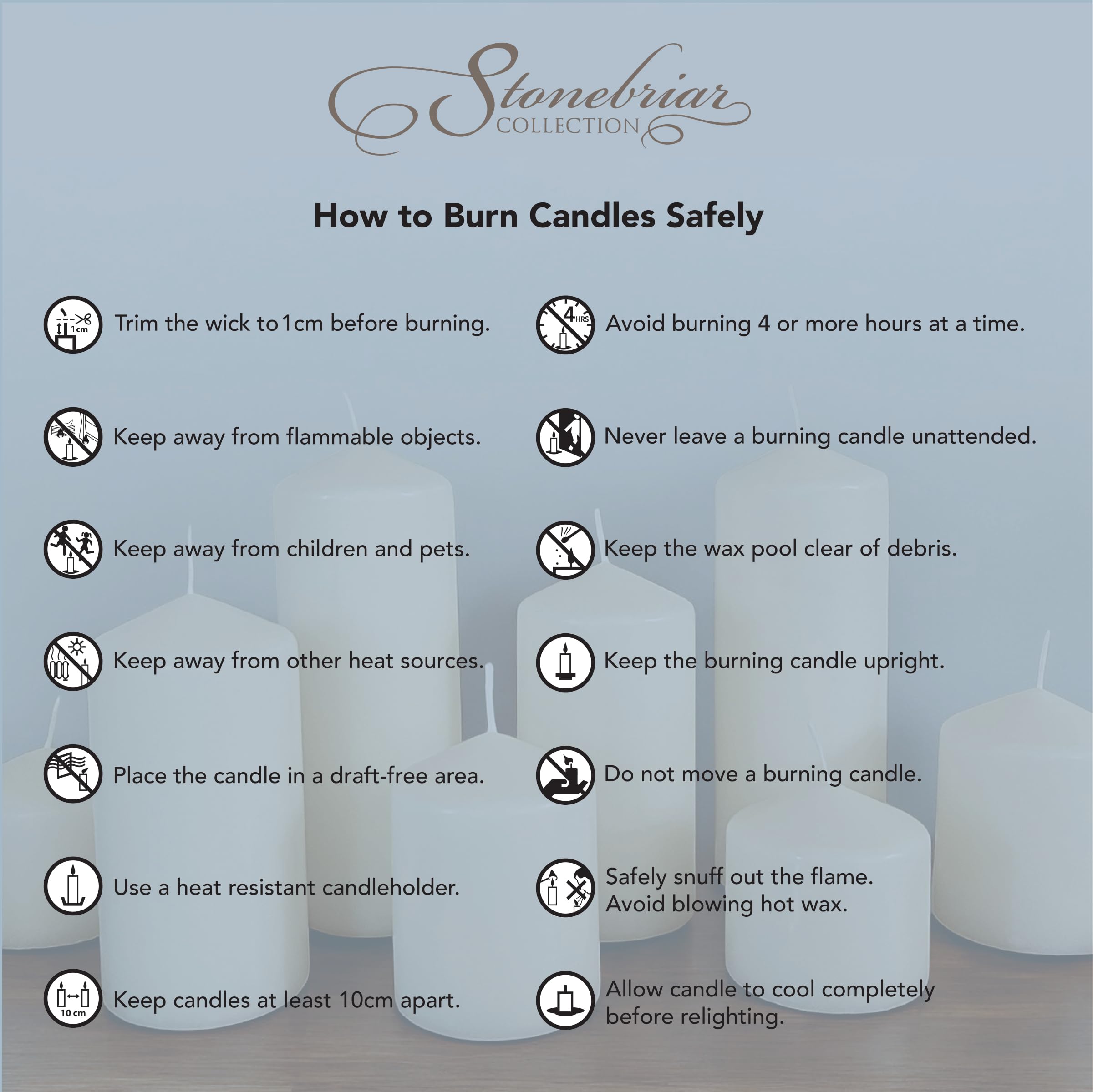 Stonebriar 3x3 Inch Unscented Ivory Pillar Candles - 6 Pack, 40-Hour Burn Time for Weddings, Home Decor & Romantic Dinners