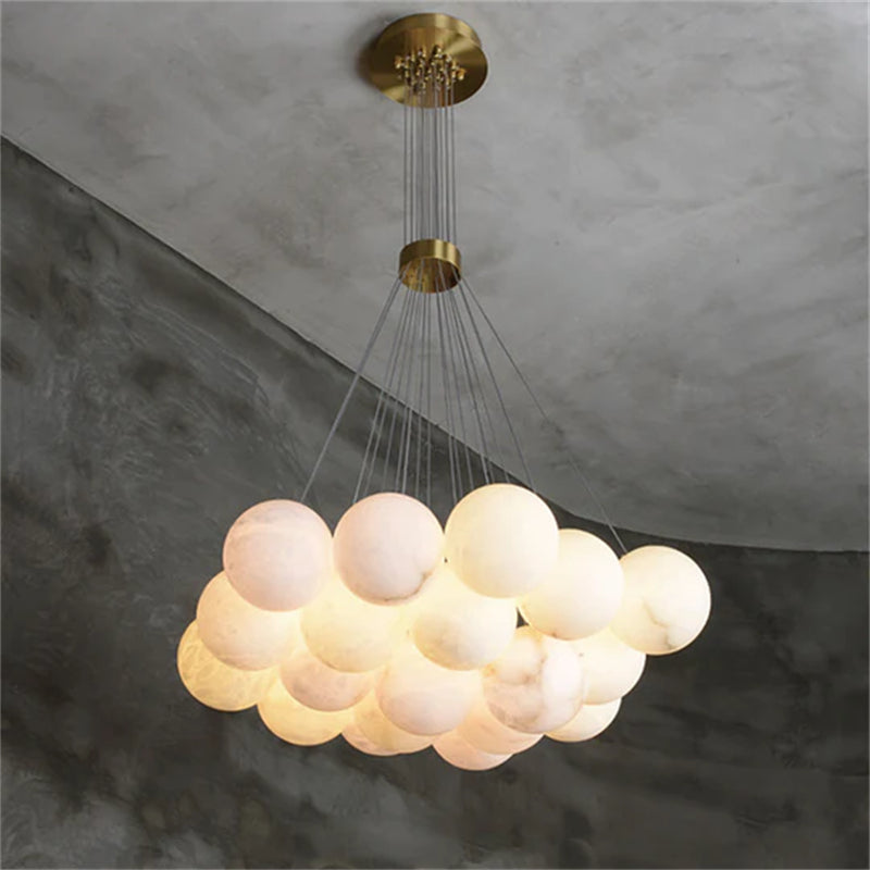 Modern Creative Alabaster Ball Chandelier - Elegant Crystal Ceiling Light Fixture for Dining Room, Bedroom & Living Room Decor | Perfect for Home, Hotel & Wedding Venue Lighting