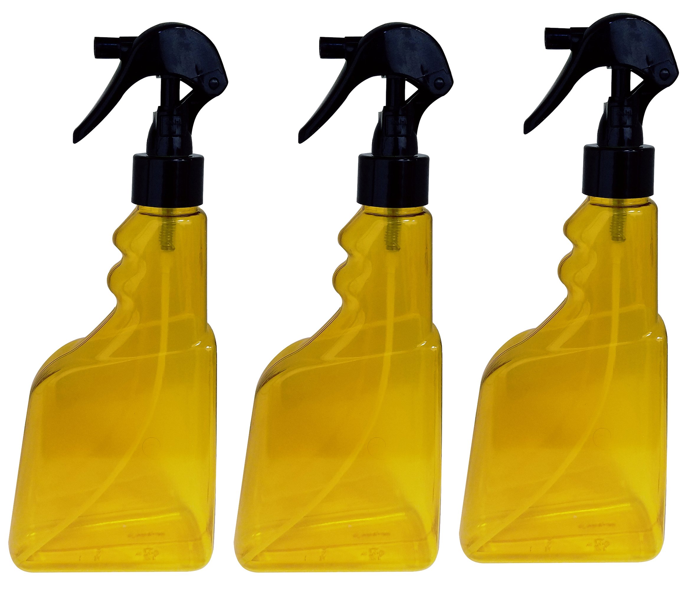 10oz Industrial Grade Hard Vinyl Translucent Amber Plastic Spray Bottles - 3 Pack with Black Trigger Sprayer for Cleaning Solutions, Gardening & Home Use | Perfect for Household Cleaners, Plant Care & DIY Projects