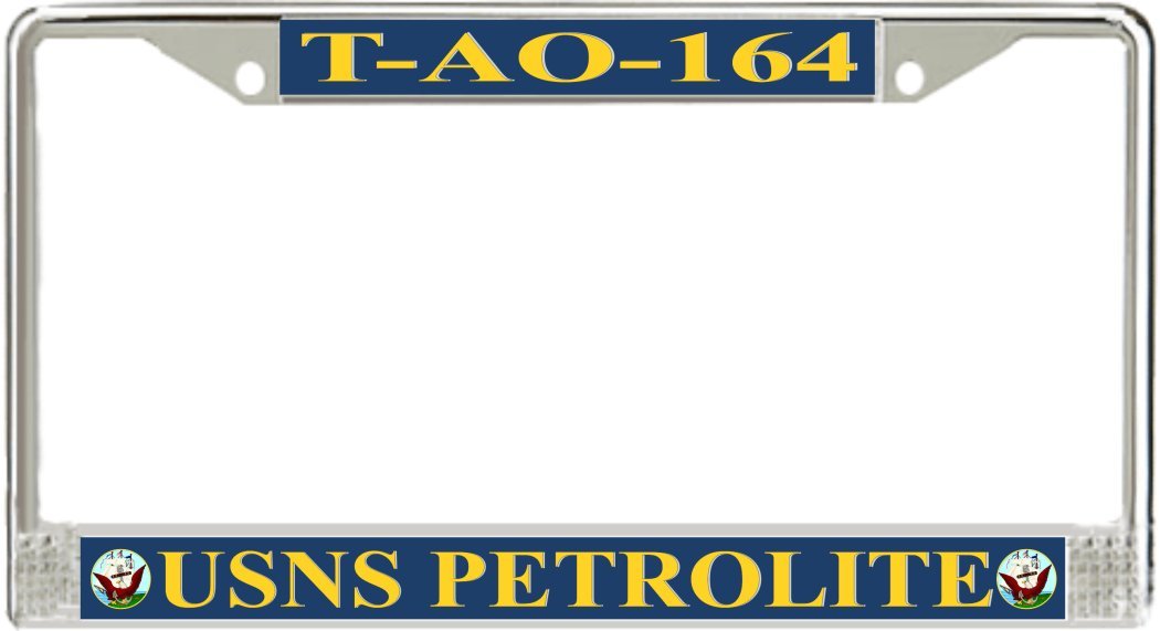 MilitaryBest USNS Petrolite T-AO-164 License Plate Frame - Durable Metal Car Accessory for Navy Enthusiasts & Veterans - Perfect for Trucks, Cars & Motorcycles