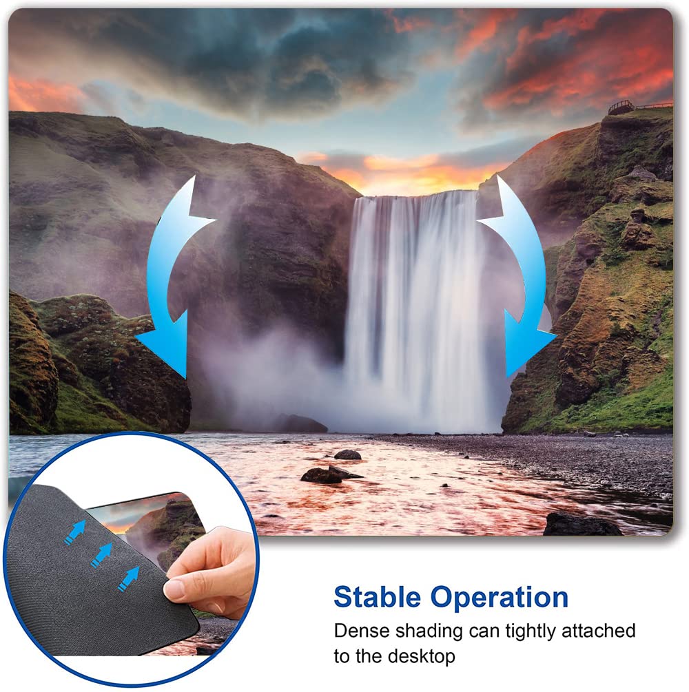 Hokafenle Waterfall Mouse Pad - Non-Slip Rubber Base Square Desk Mat for Office & Laptop - Perfect for Gaming, Work & Home Use