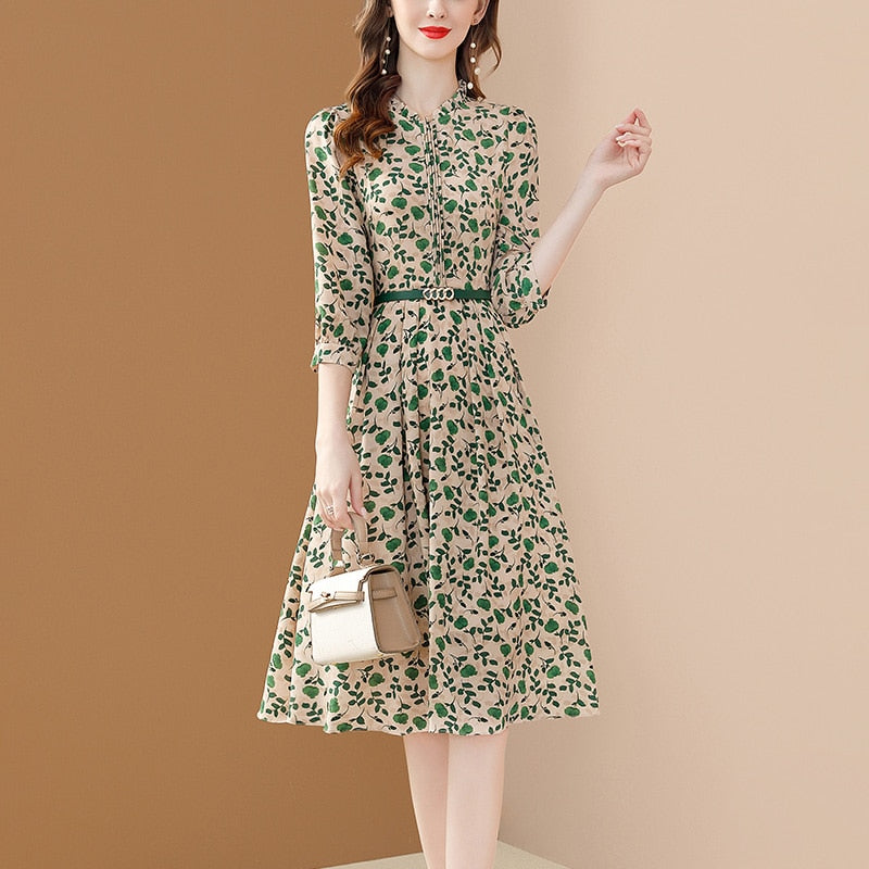 Elegant Women's Puff Sleeve Chiffon Dress for Party, Wedding & Special Occasions - Flowy Summer Maxi Dress with Ruffle Details
