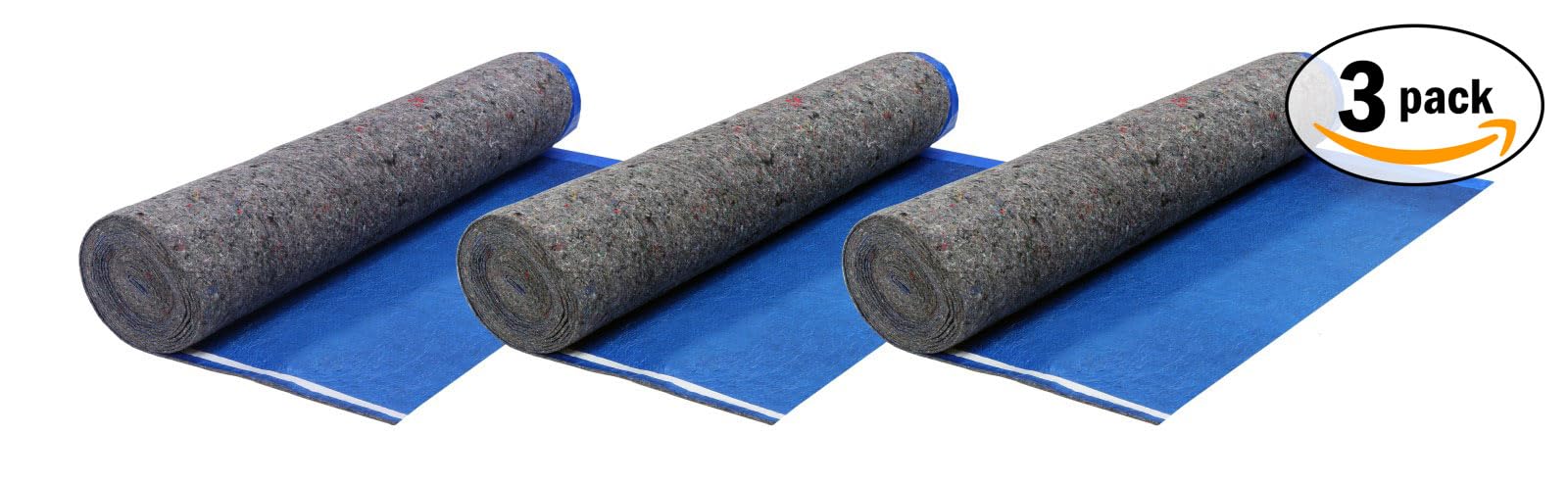 AMERIQUE 691322307429 3.2MM Royal Blue 300SQFT 5TH Generation EXTREME QUIET Super Heavy Duty Felt Underlayment - 3-in-1 Padding with Tape & Vapor Barrier for Flooring (400 sq. ft) | Perfect for Noise Reduction & Moisture Protection in Home, Office & Commercial Spaces
