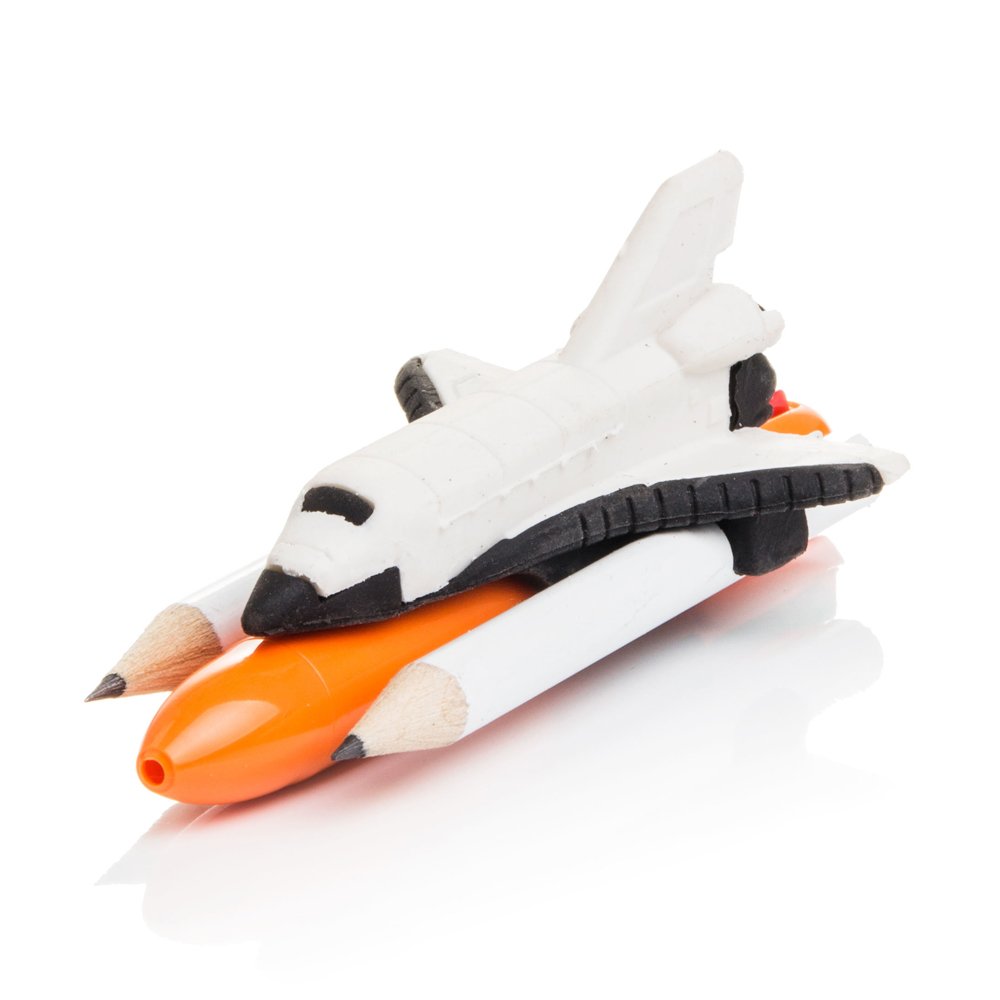 SUCK UK Fun Space Set - Kids Pencil Erasers (Shuttle, Rocket & Astronaut) | Creative School Supplies for Science & Space Lovers | Perfect for Classroom, Homework & STEM Activities