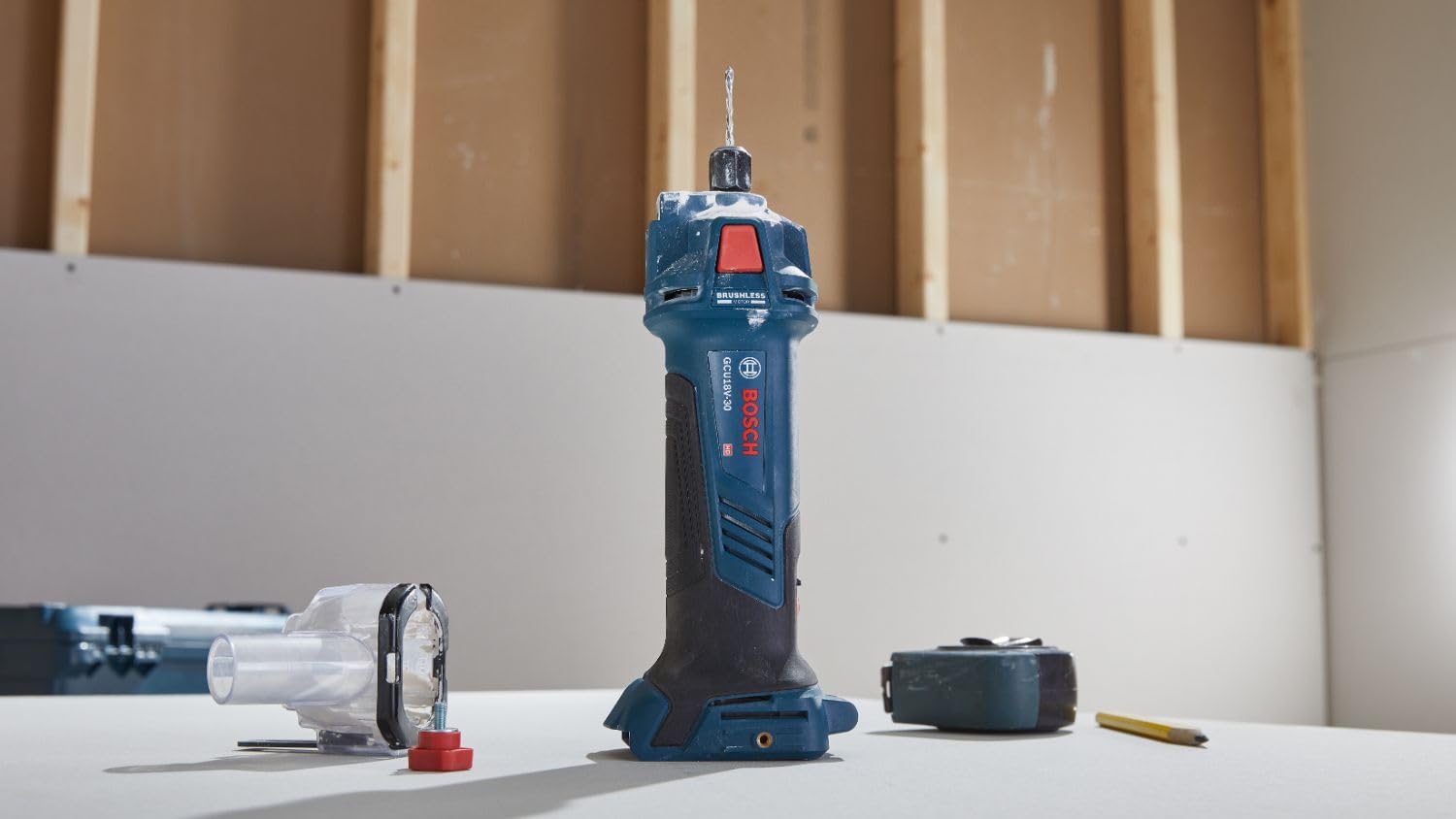 BOSCH GCU18V-30N 18V Brushless Cordless Drywall Cut-Out Tool (Bare Tool) - Professional Drywall Cutting for Home Renovation & Construction Projects